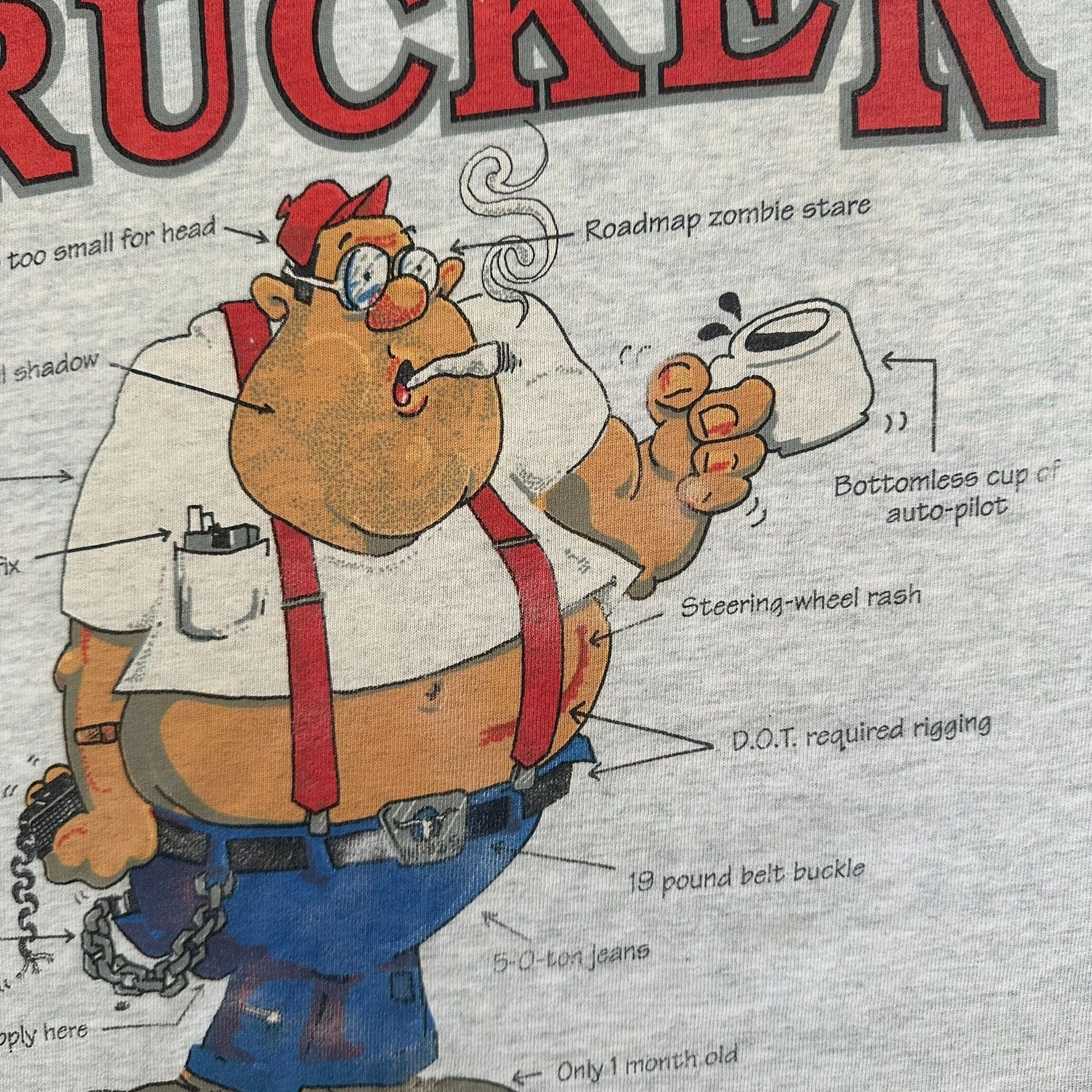 Fruit Of The Loom Vintage 90s Trucker Humor T-Shirt Funny Truck Driver Single Size US XXL / EU 58 / 5 - 3 Thumbnail