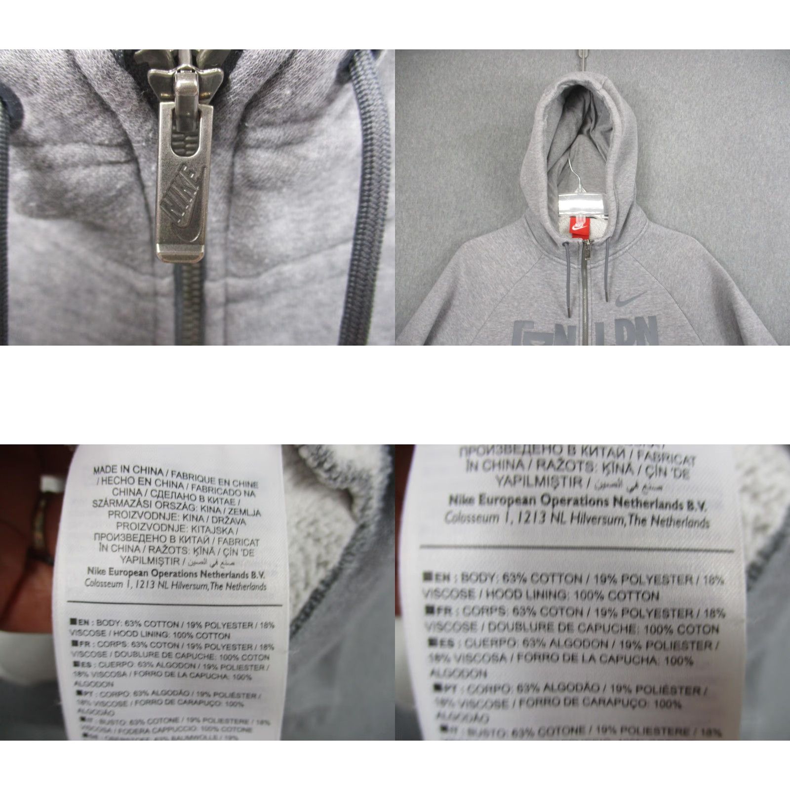 Nike Nike Hoodie Mens Large Gray London Full Zip Fleece Raglan 908234-091 Size US L / EU 52-54 / 3 - 8 Thumbnail
