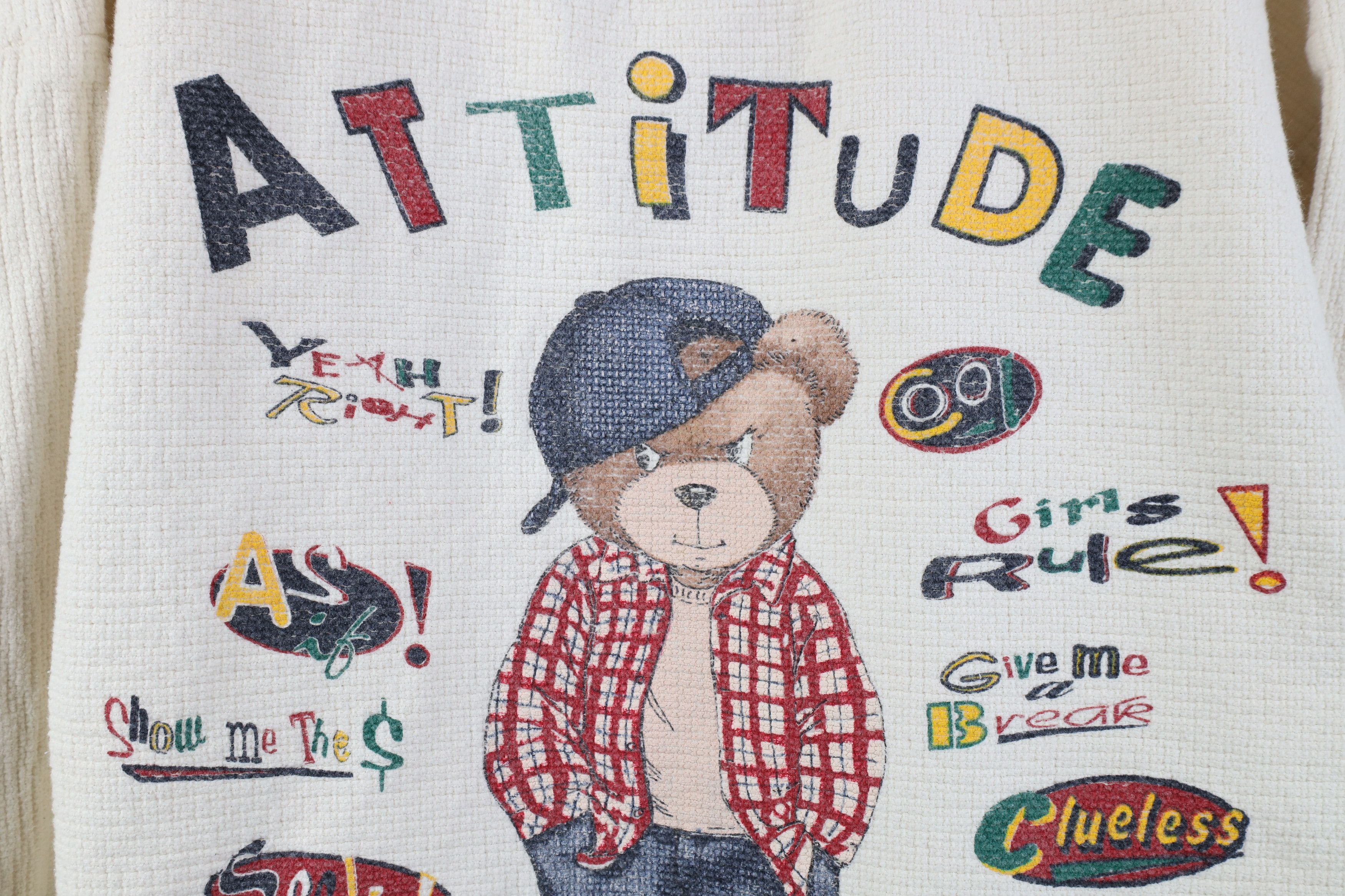 Vintage Vintage 90s Streetwear Teddy Bear Thermal Knit Sweater Size XL / US 12-14 / IT 48-50 - 5 Thumbnail