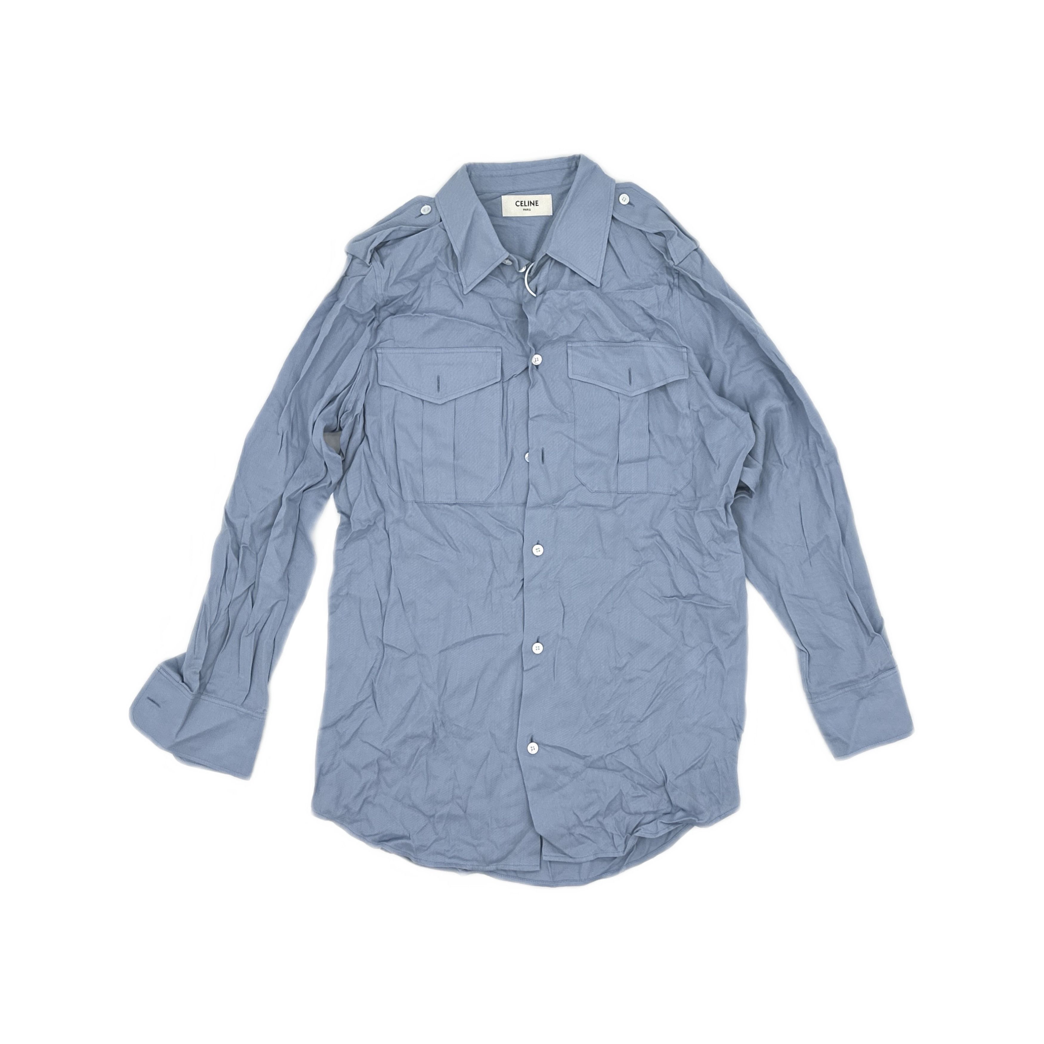 Celine Celine Blue Button Up Shirt Size 34 Size XS / US 0-2 / IT 36-38 - 1 Thumbnail
