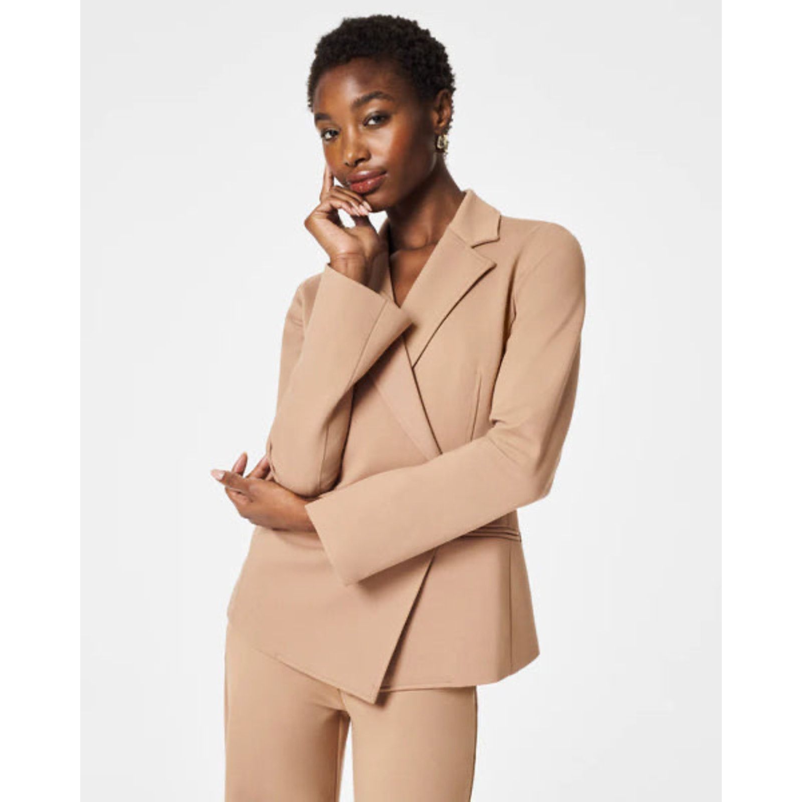 NWT Spanx Perfect Asymmetrical Tailored Toffee Blazer Size L