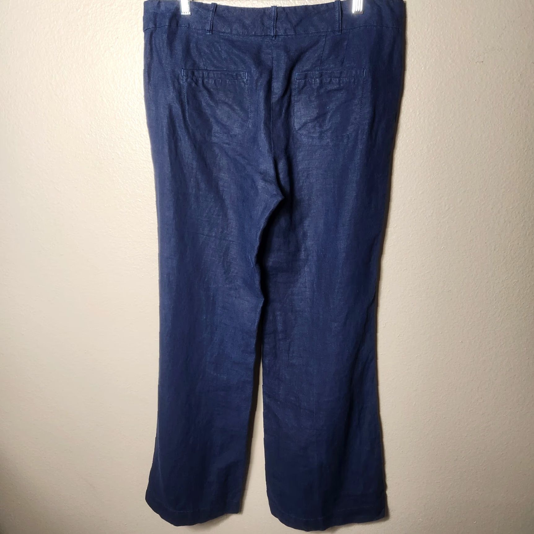 Ann Taylor Ann Taylor Loft Marisa 100% Linen Navy Mid Rise Wide Leg Pants Size 8 Size 30" / US 8 / IT 44 - 5 Thumbnail