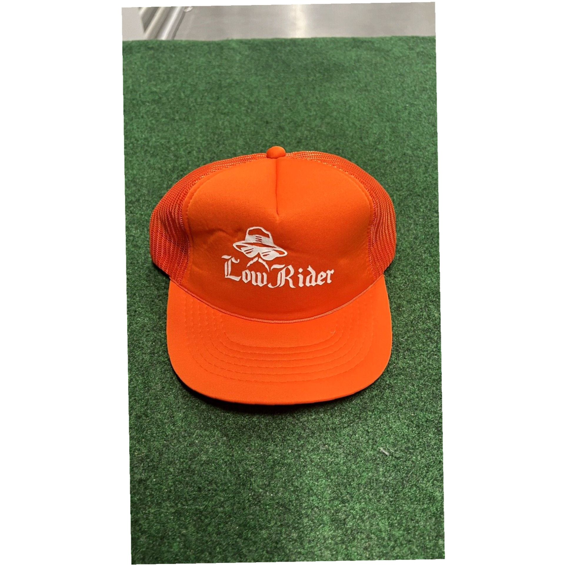 Vintage Vintage Lowrider Chicano Hat Y2K One Size Snapback Foam Trucker Hat Orange Size ONE SIZE - 1 Thumbnail