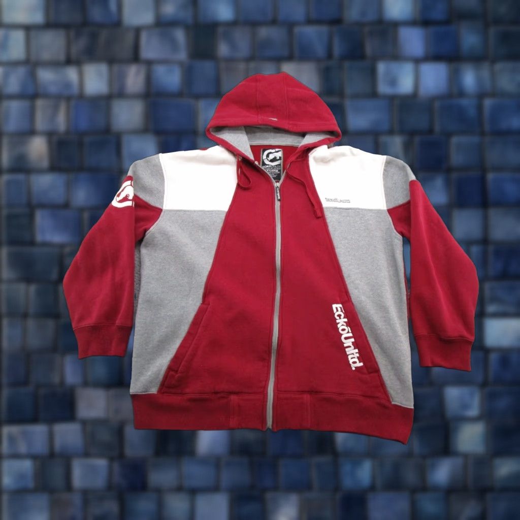 Ecko Unltd. VTG Ecko Unltd Full Zip Hoodie Mens Colorblock Red 2XL Grunge 90s Skater College Logo Embroidered Cotton Polyester Fleece Casual Size US XXL / EU 58 / 5 - 1 Thumbnail