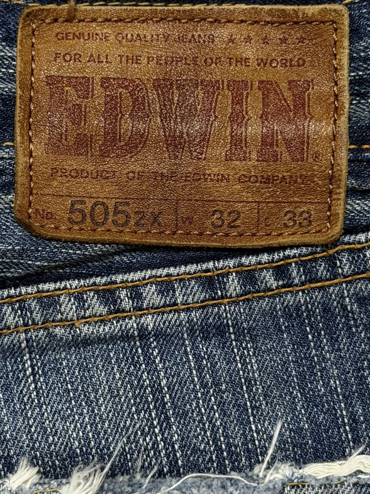 Edwin Vintage 90s Edwin 505zx Selvedge Blue Faded Wash Wide Leg Size US 33 - 8 Thumbnail