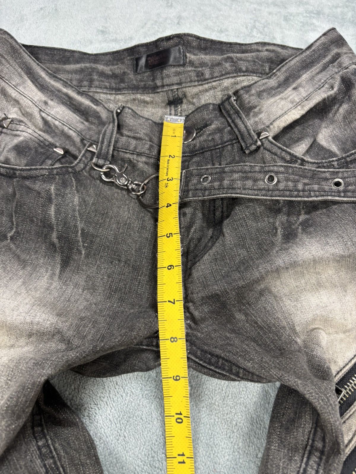 14th Addiction Black Boccaro Bondage Distressed Flared Jeans S0222 Size US 29 - 17 Thumbnail