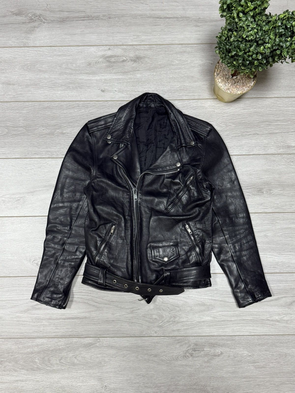 Genuine Leather Leather biker jacket vintage, zip up Size XS / US 0-2 / IT 36-38 - 1 Thumbnail