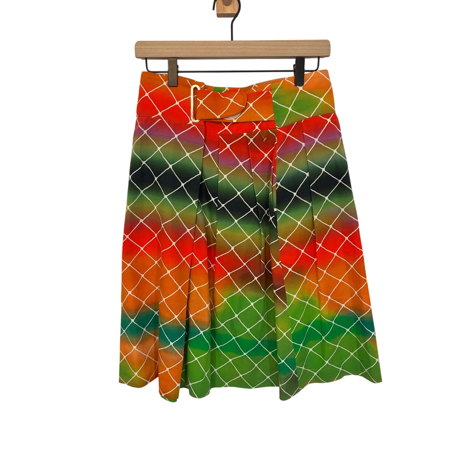 Akris NWT Akris Punto Rainbow Skirt Multicolor Net Print Cotton 6 Size 28" / US 6 / IT 42 - 2 Thumbnail