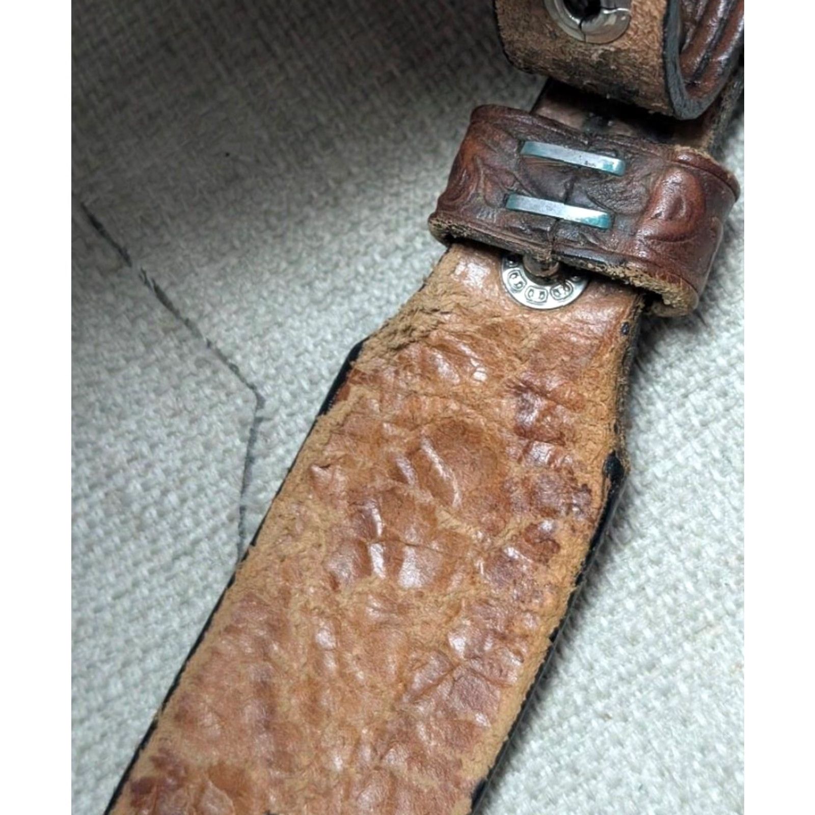 Vintage VINTAGE Silver Creek belt Western belt 28 brown leather tooled USA made Women/Mens Western Rodeo Concho buckle concho Hearts 28 in Brown Size ONE SIZE - 7 Thumbnail