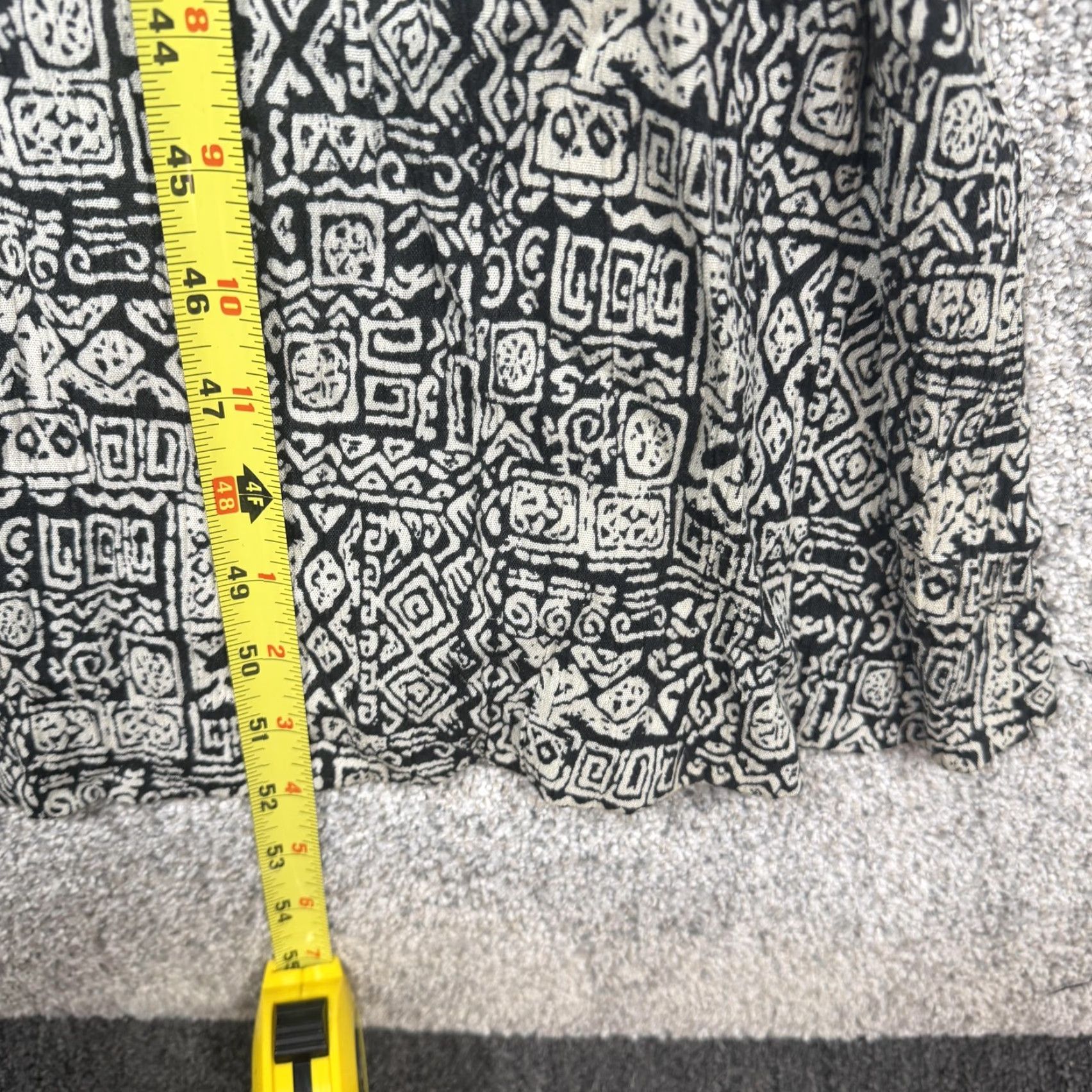 Vintage VINTAGE Studio 1940 Dress Maxi Sleeveless Collared Button Front Belted 30W Black Geometric Tribal Boho Casual Women Size 4XL / US 24-26 - 3 Thumbnail