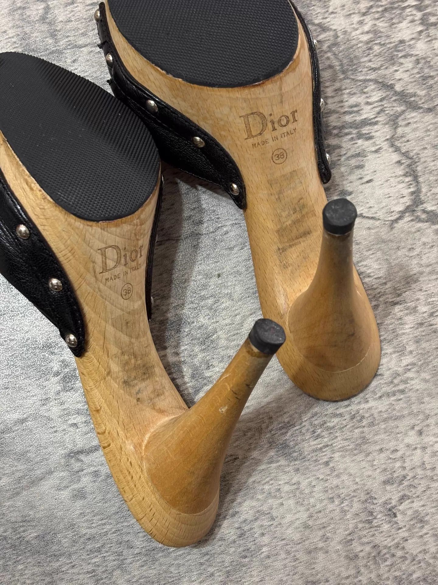 Dior Dior Vintage Rare LockRivet Leather Peep Toe Mule Sandal 38 Size US 7.5 / IT 37.5 - 5 Thumbnail