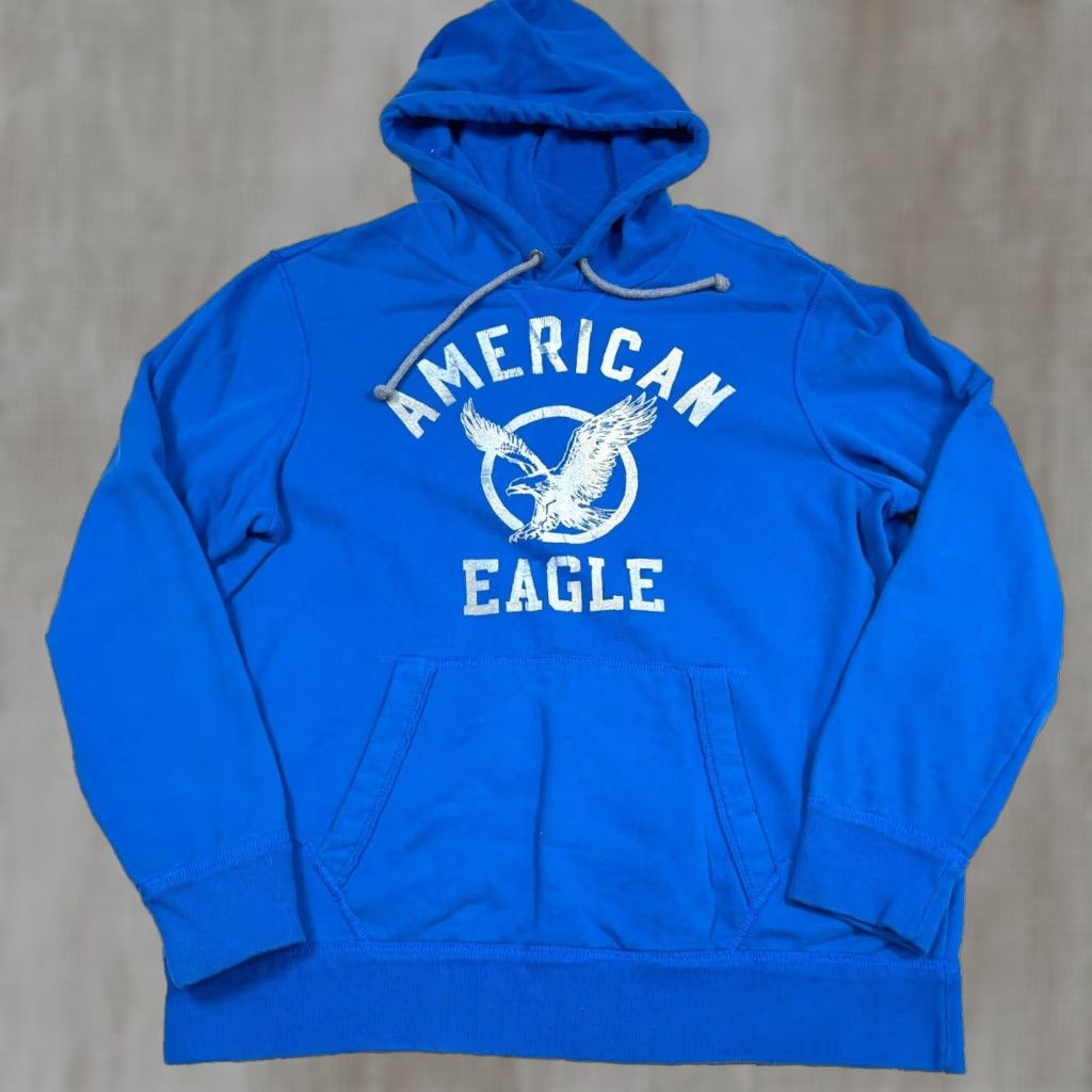 American Eagle Outfitters VINTAGE American Eagle Outfitters Hoodie Men XL Blue Sweatshirt 2000s Faded Retro AE77 Embroidered Logo Hooded Size US XL / EU 56 / 4 - 1 Thumbnail