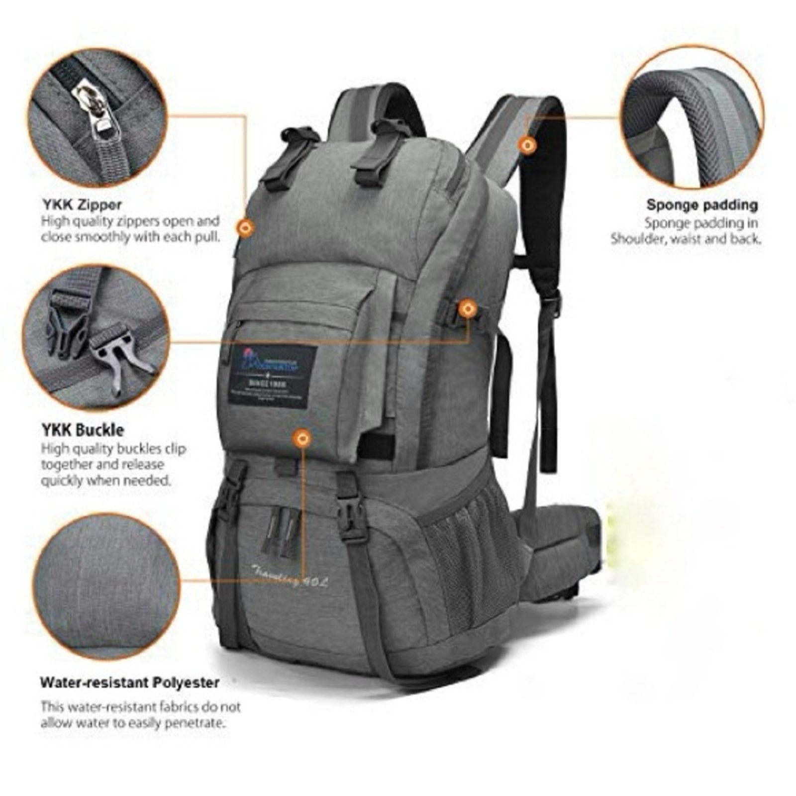 Eastern Mountain Sports MOUNTAINTOP Silver Grey Hiking Camping Outdoors Backpack Bag Size ONE SIZE - 14 Thumbnail