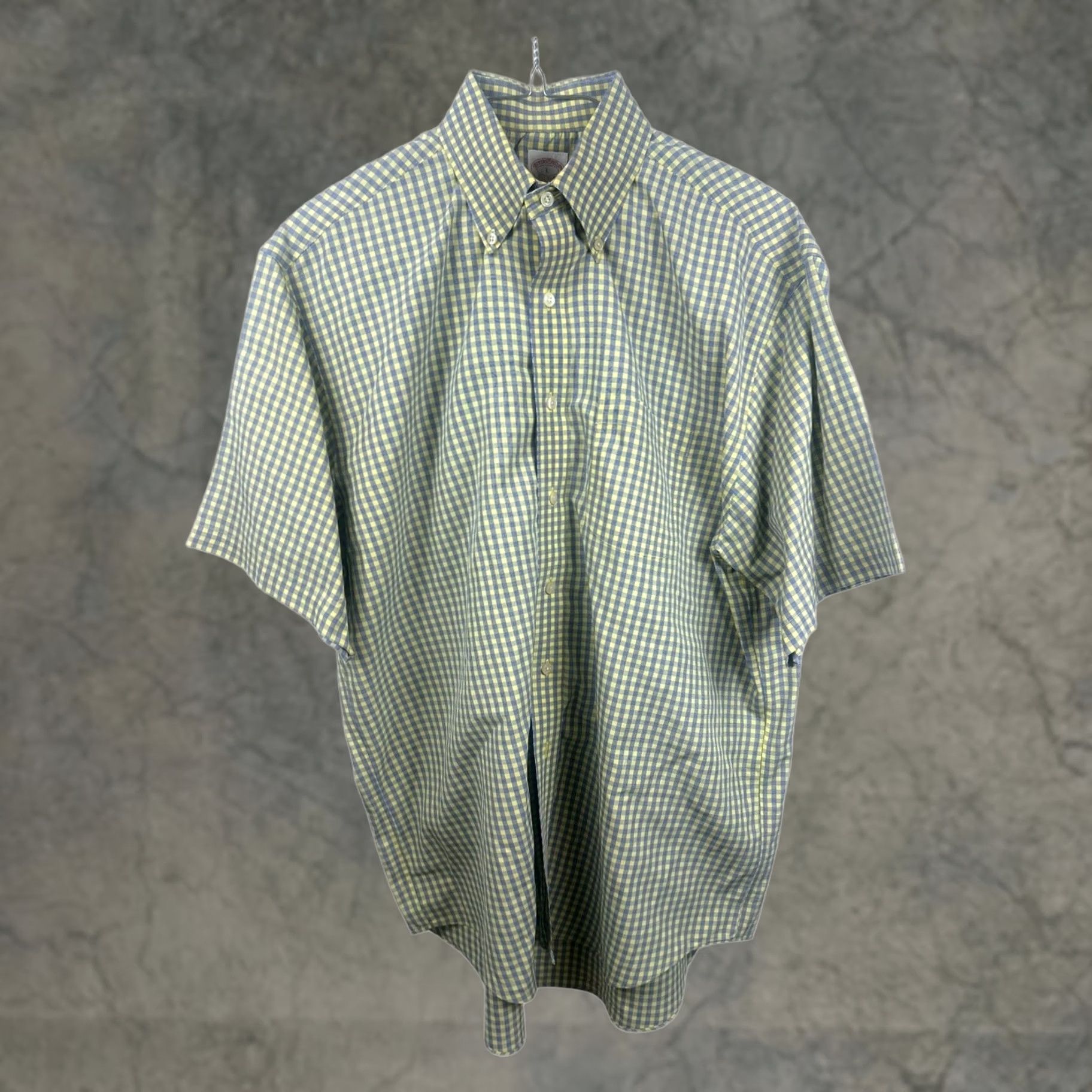 Brooks Brothers Brooks Brothers Men's L Yellow Blue Check Short Sleeve Button Down Shirt Size US L / EU 52-54 / 3 - 1 Thumbnail