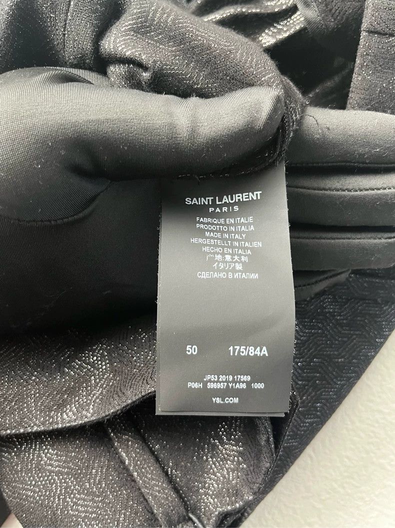 Yves Saint Laurent Saint Laruent Black Shiny Silver Wide Leg Corset Pants 2502 Size 34" / US 12 / IT 48 - 6 Thumbnail