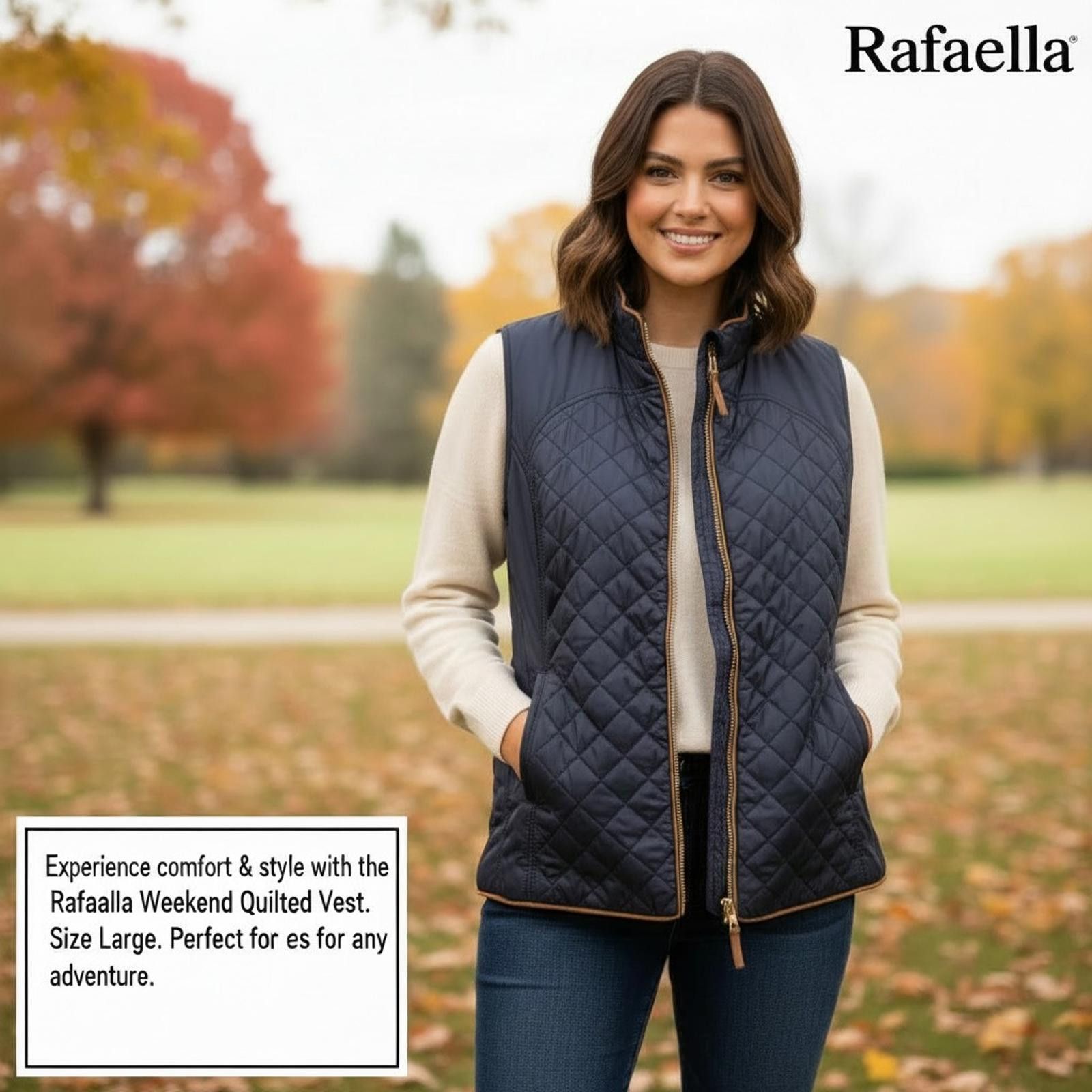 Other Rafaella Weekend Navy Blue Quilted Vest Size Large Size L / US 10 / IT 46 - 1 Thumbnail