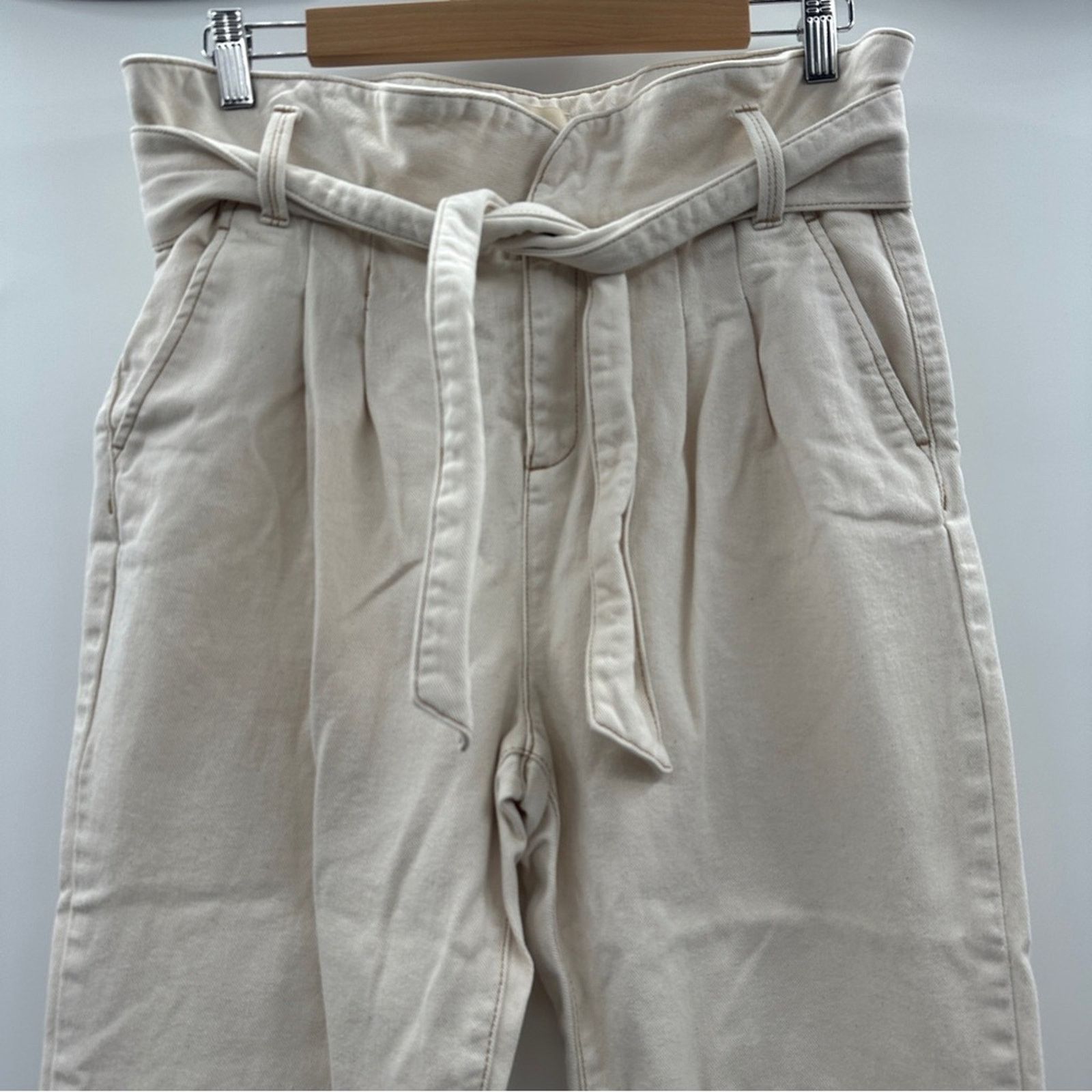 Sezane Sezane Austin Trousers High Waisted Tie Ankle Pants Sz 38 Size 31" - 4 Thumbnail
