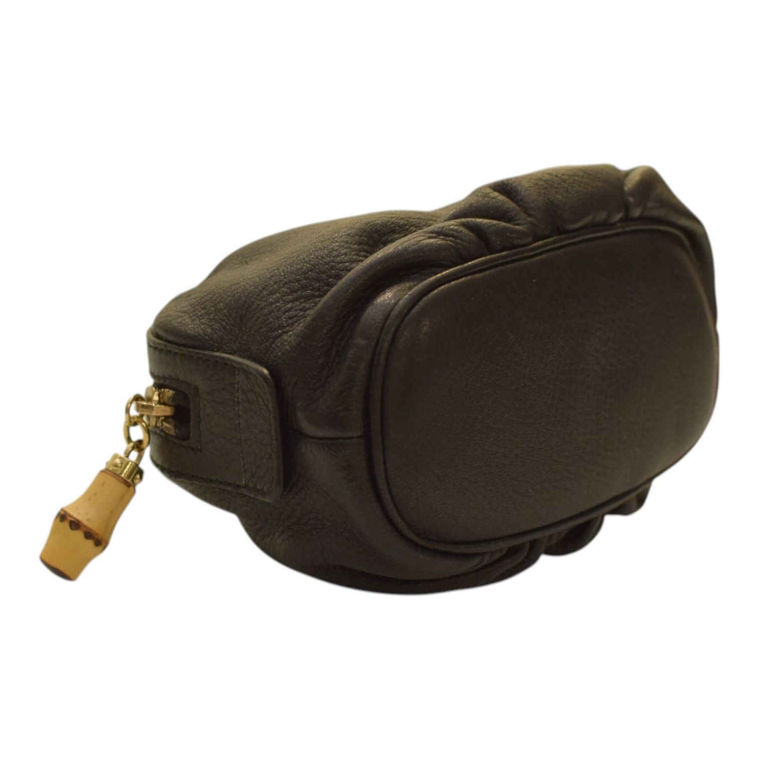 Gucci GUCCI Vintage Black Leather Bamboo Zip Clutch Bag in black Size ONE SIZE - 8 Thumbnail