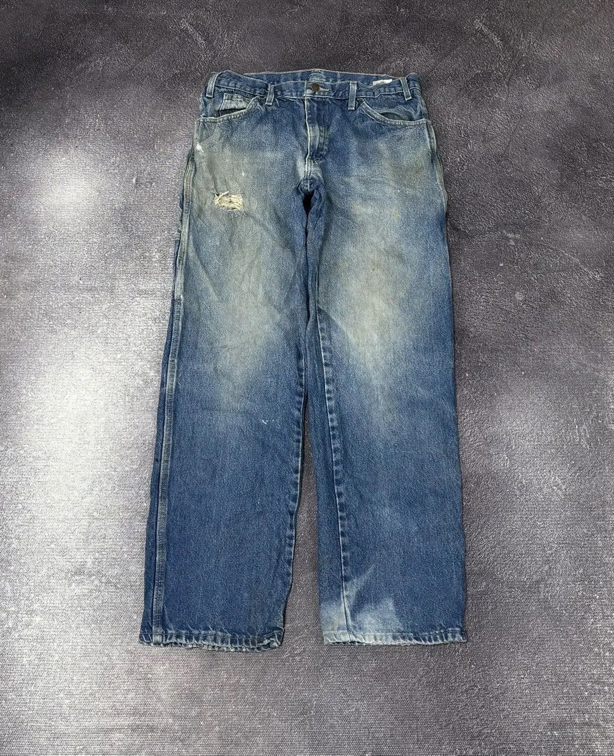Dickies × Vintage Vintage Dickies Y2K Faded Blue Denim Work Baggy Jeans Size US 33 - 2 Thumbnail