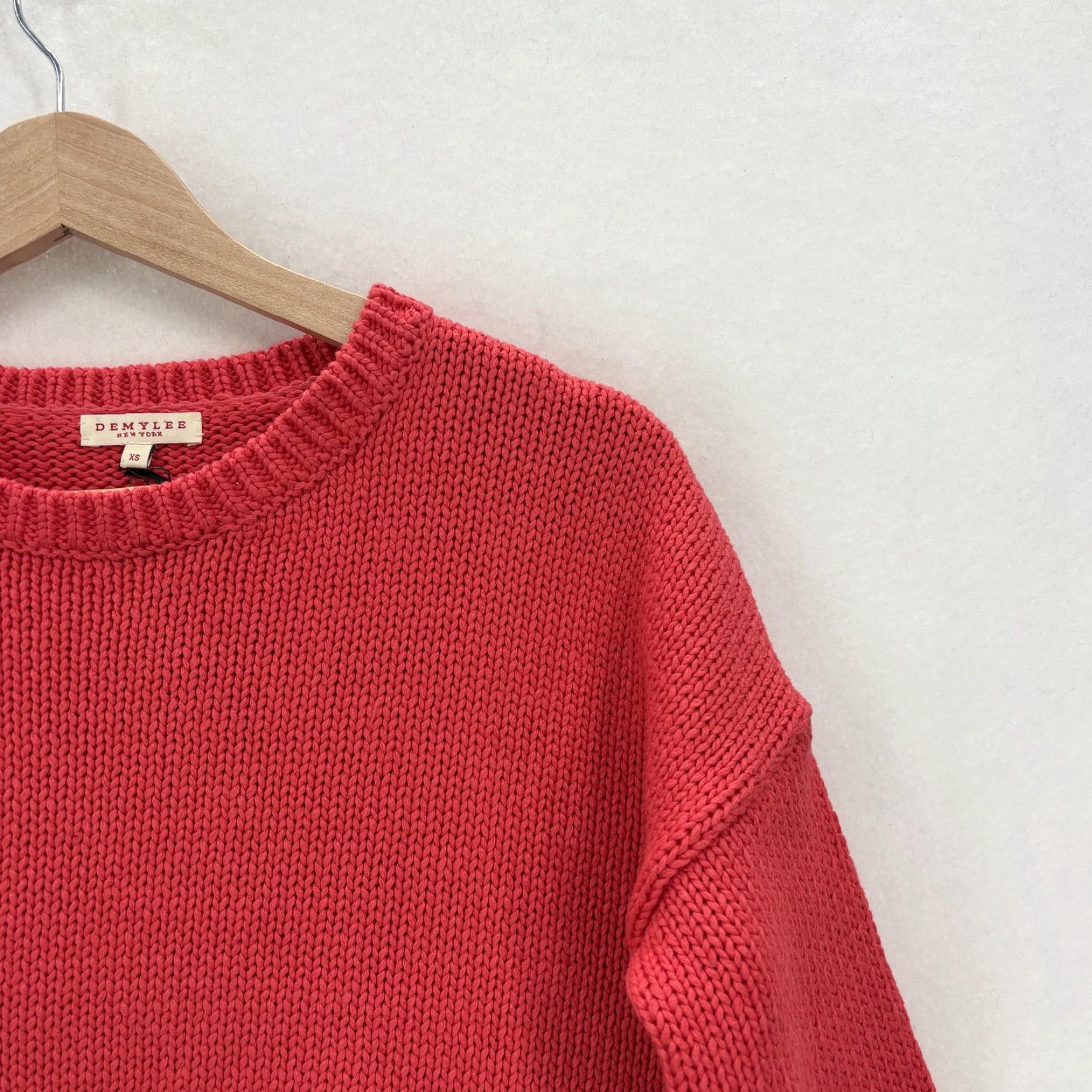 Vintage DEMYLEE Sweater Womens XS Pink 100% Cotton Crew Neck Chunky Knit Pullover Boxy Shirt Womens XS Pink 100% Cotton Crew Neck Chunky Knit Pullover Boxy Size XS / US 0-2 / IT 36-38 - 2 Thumbnail