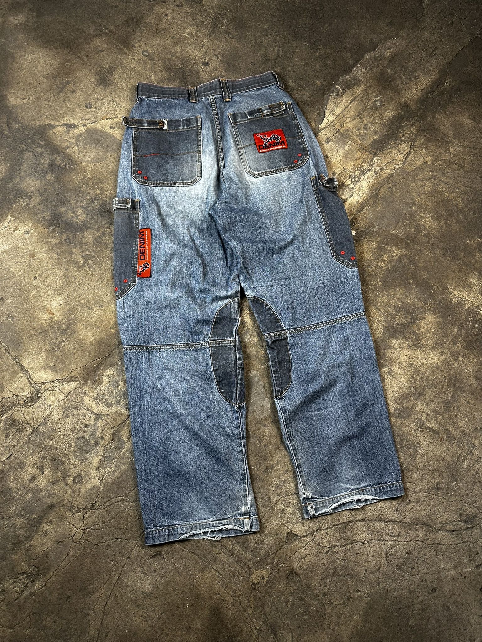 2000s Vintage JNCO Style Fishbone Cargo Oversized Jeans