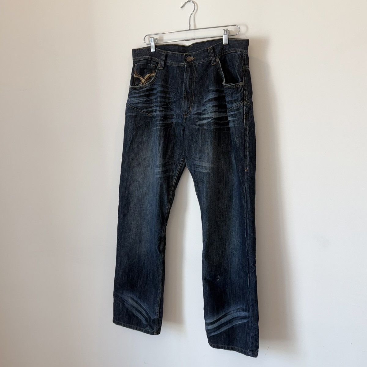 Vintage Vintage 2000s Faded Distressed Baggy Embroidered Jeans Y2K Size US 36 / EU 52 - 5 Thumbnail
