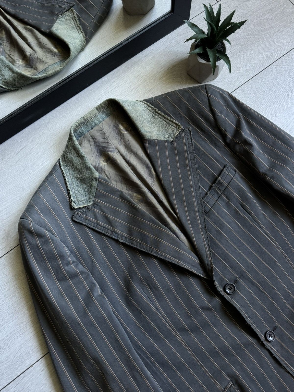 Dolce & Gabbana ❗️RARE❗️Vintage Dolce & Gabbana Denim Colar Distressed Blazer Size 50R - 4 Thumbnail