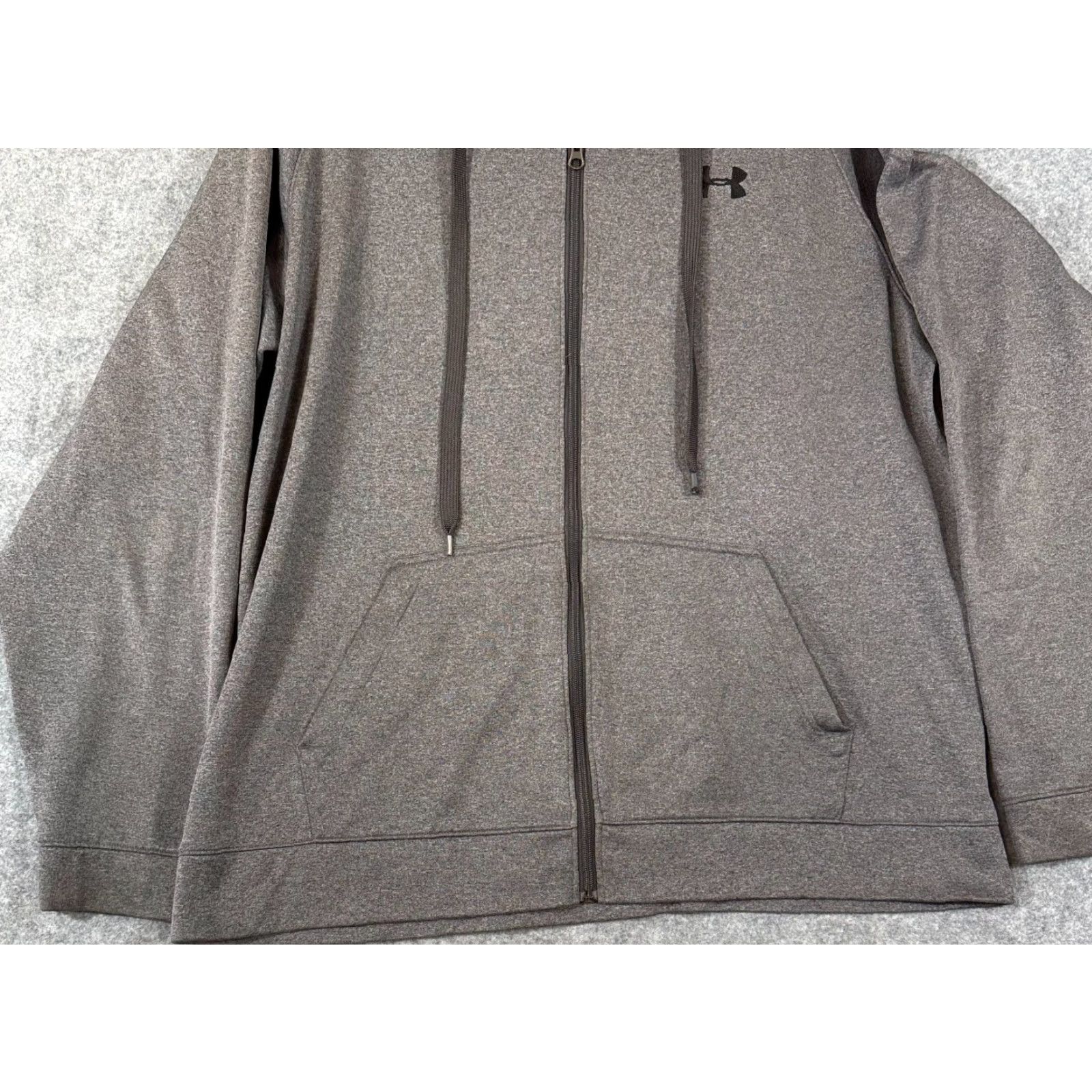 Under Armour Under Armour Sweatshirt Mens XL Gray Raglan Sleeve Full Zip Hooded Drawstring Size US XL / EU 56 / 4 - 4 Thumbnail