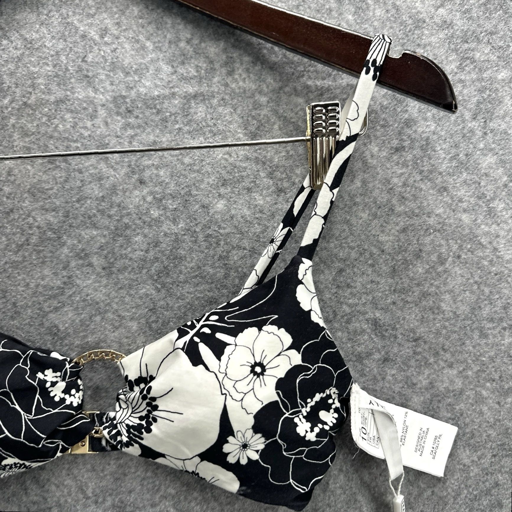 Vintage Seafolly Women's Summer of Love Floral Bikini Top Bralette Black Nylon Elastane Adjustable Strap 6 AU Size M / US 6-8 / IT 42-44 - 5 Thumbnail