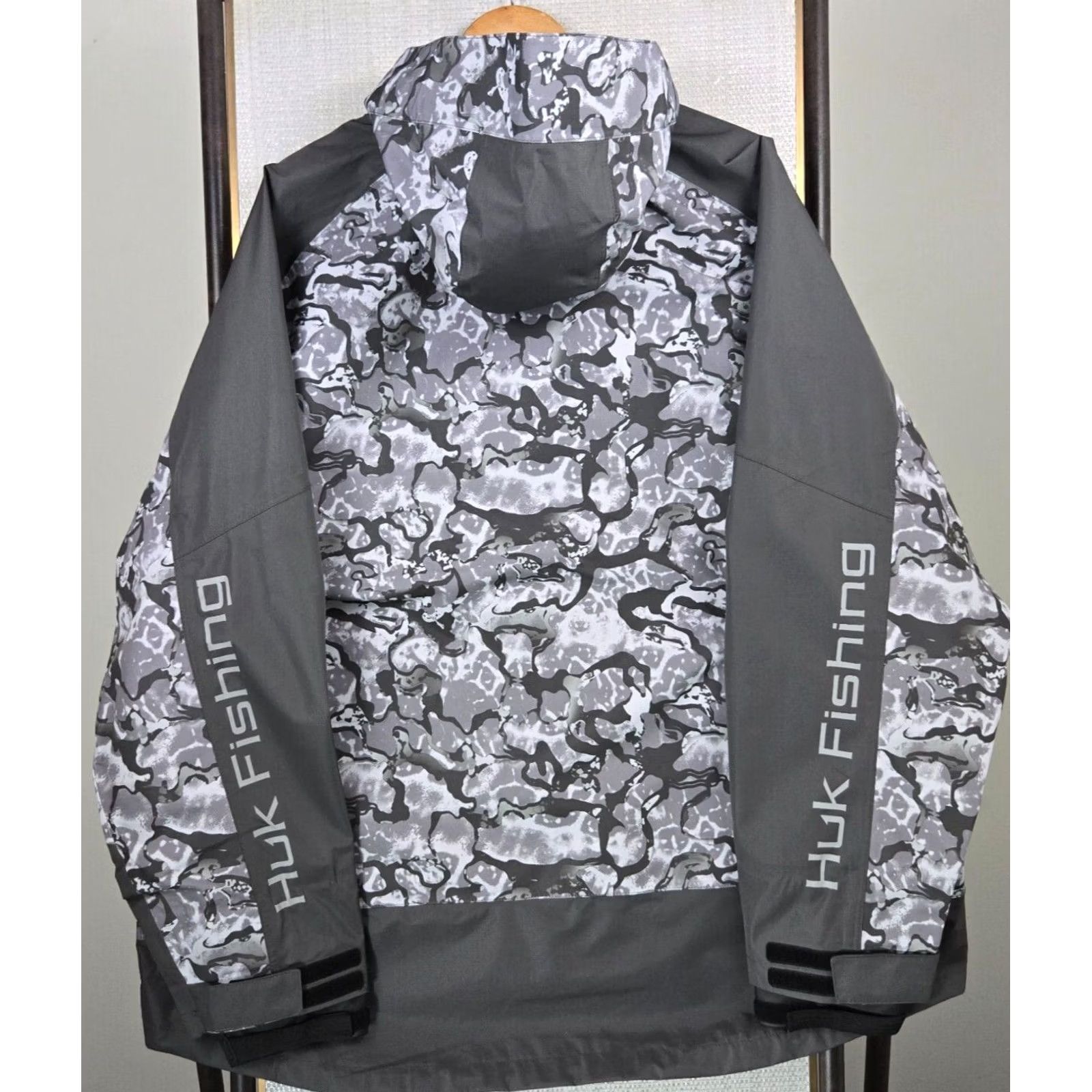 Vintage HUK Fishing Jacket Mens Sz 2XL New Smoke Camo Hooded Wind/Waterproof Shell 40 Size US XXL / EU 58 / 5 - 6 Thumbnail