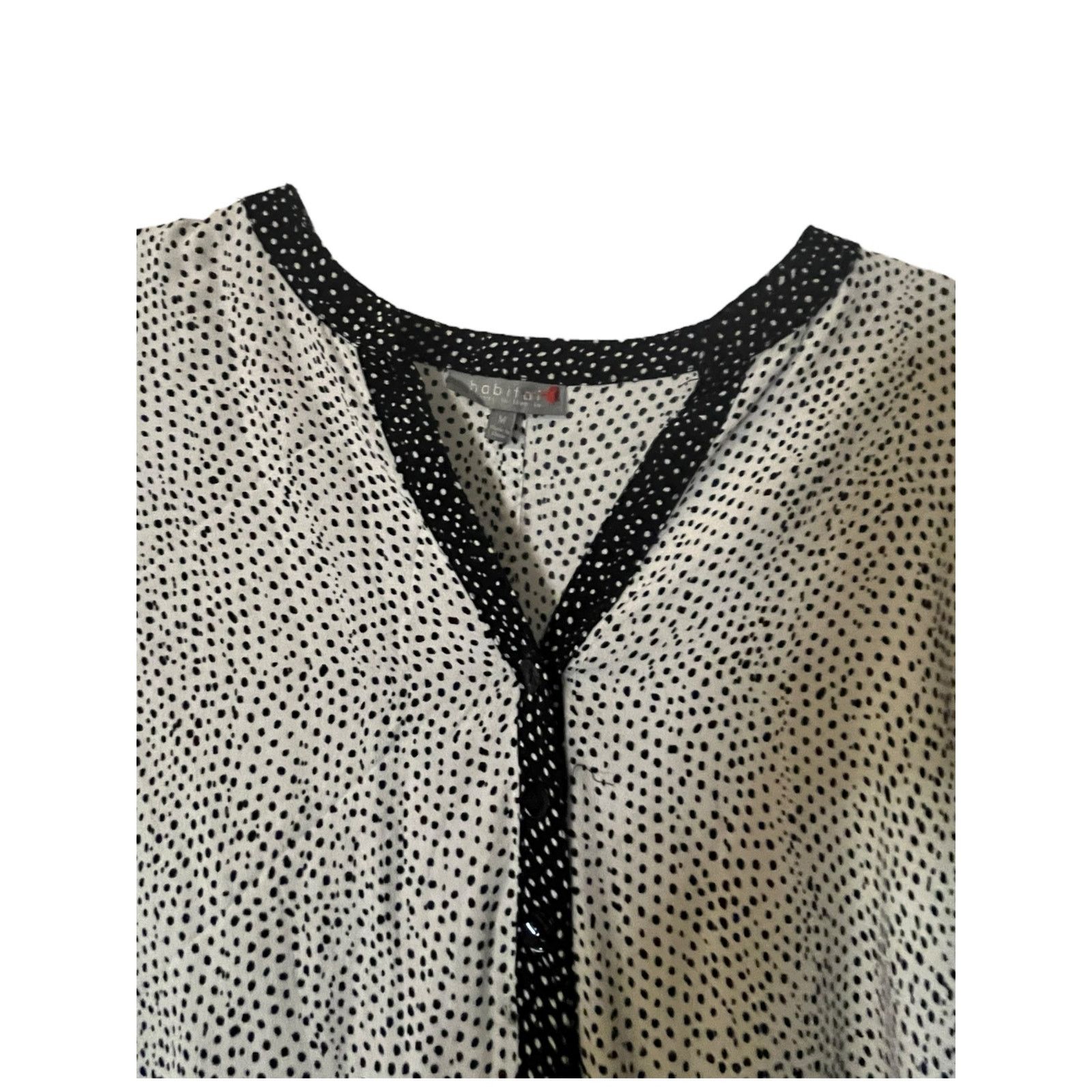 Habitat Habitat polka dot Tie Sleeve Button Up Top Size M 33808 Size M / US 6-8 / IT 42-44 - 4 Thumbnail