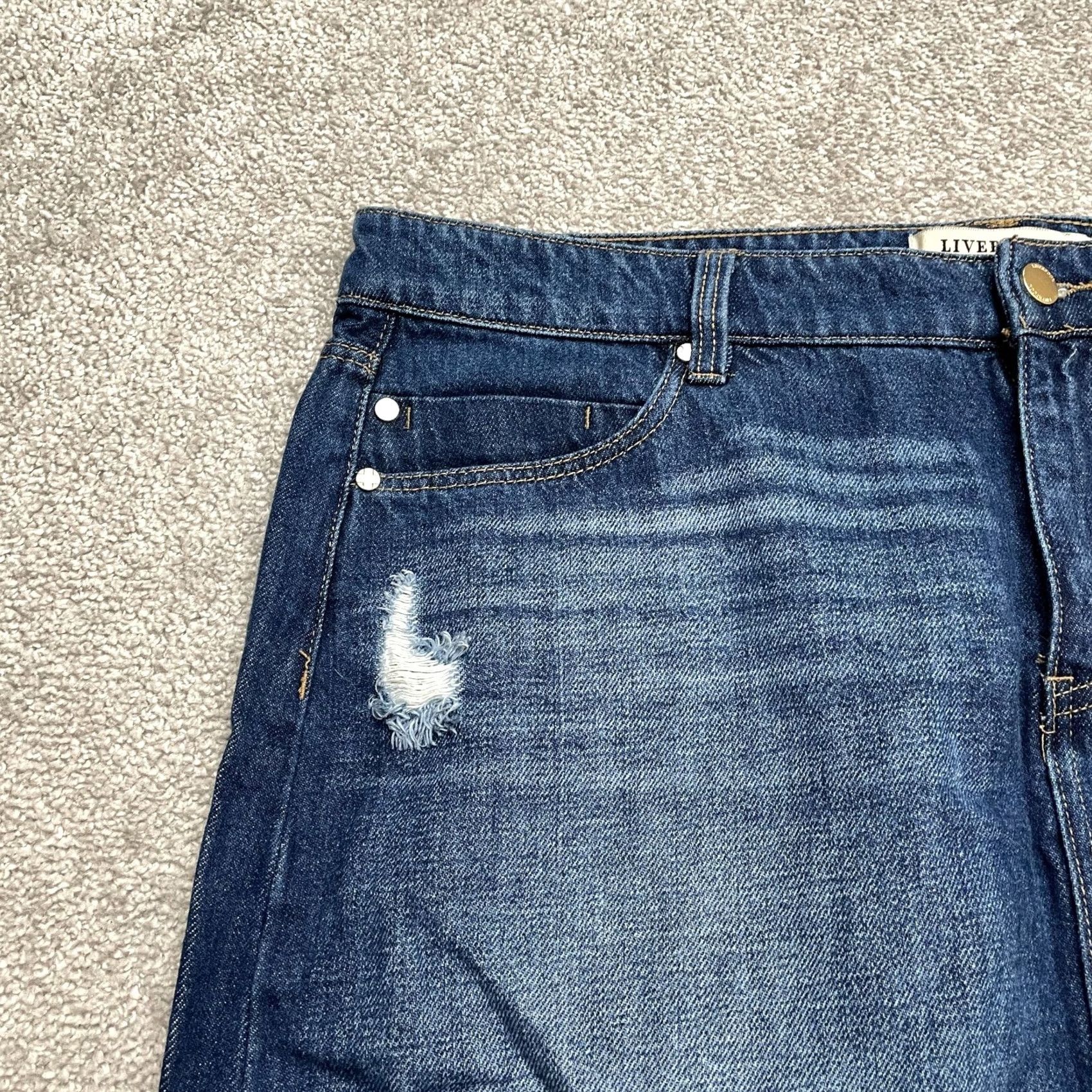 Denime Liverpool Denim Mini Skirt Womens 14/32 Blue Cotton Casual Streetwear Short Size 36" / US 14 / IT 50 - 4 Thumbnail