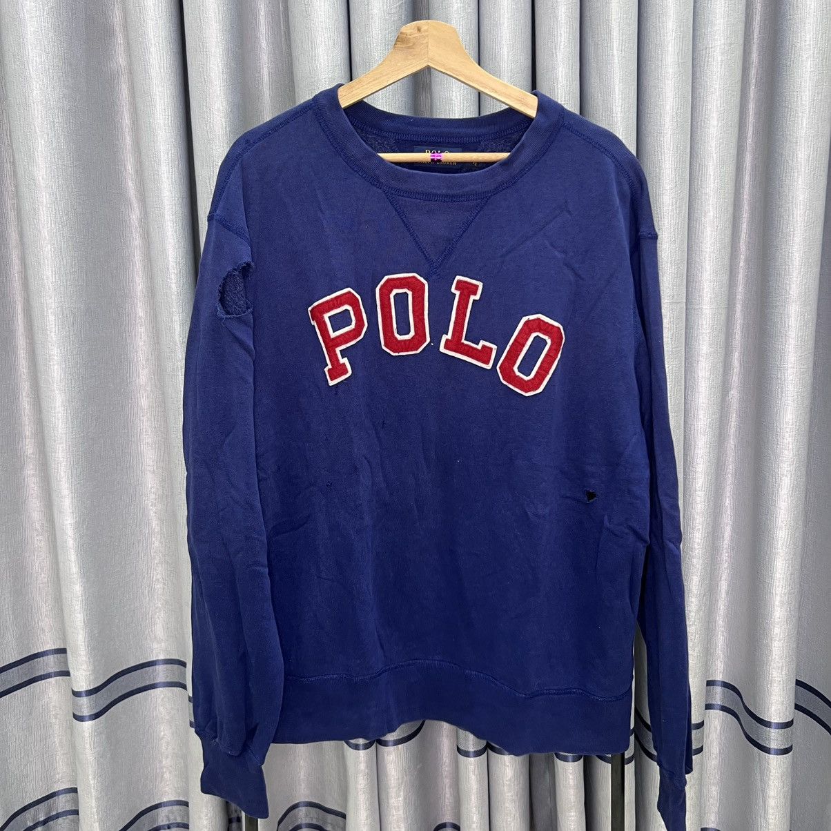 Crewneck Distressed oversize Polo Ralph lauren sweatshirt Tops