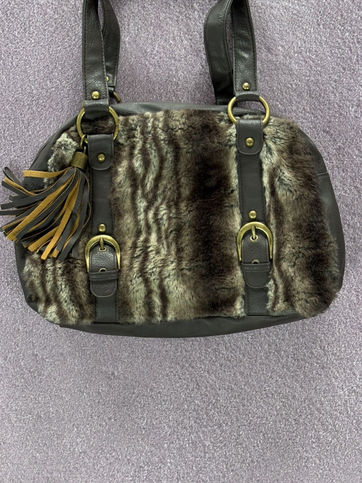 Japanese Brand VINTAGE Y2K FAUX FUR BAG HANDLE SMALL LEATHER Size ONE SIZE - 3 Thumbnail