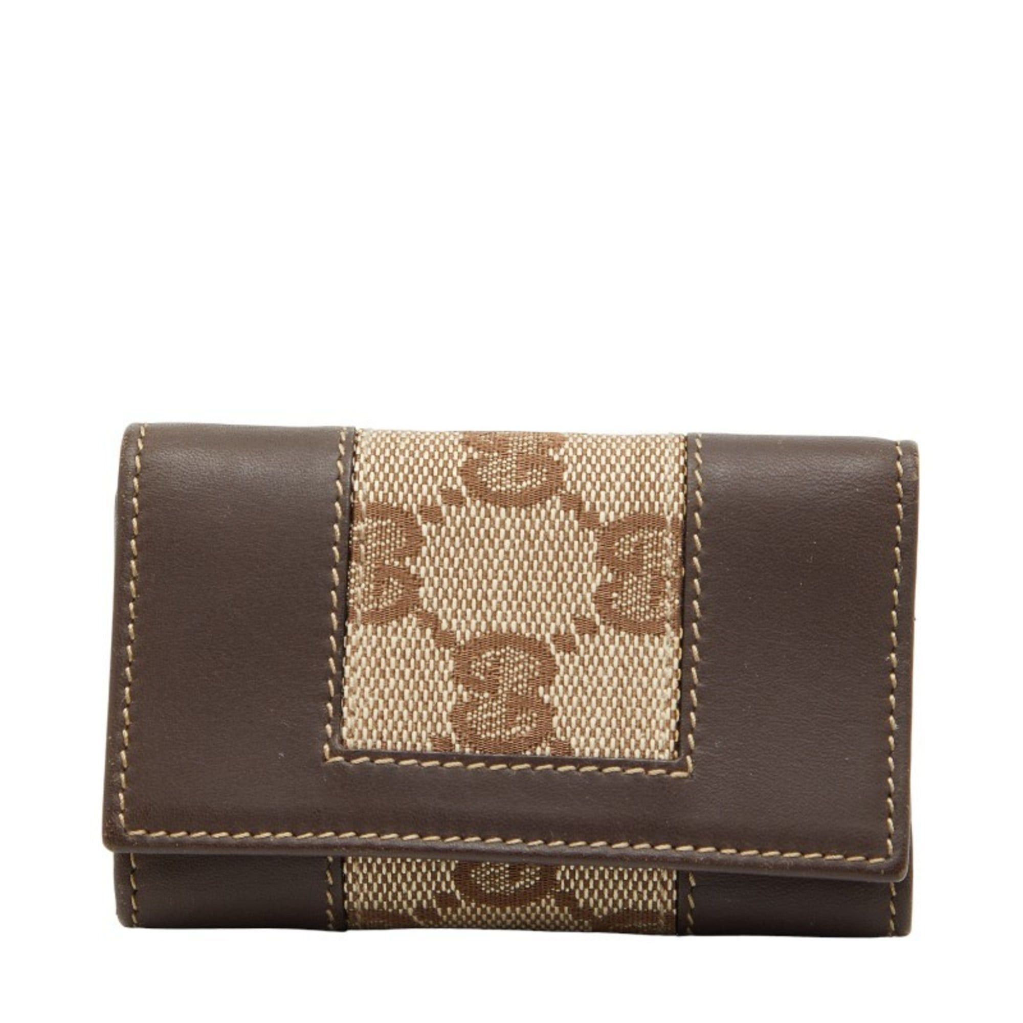 Gucci Gucci GG Canvas 6-Ring Key Case 124550 Brown Leather Women's GUCCI Size ONE SIZE - 1 Thumbnail