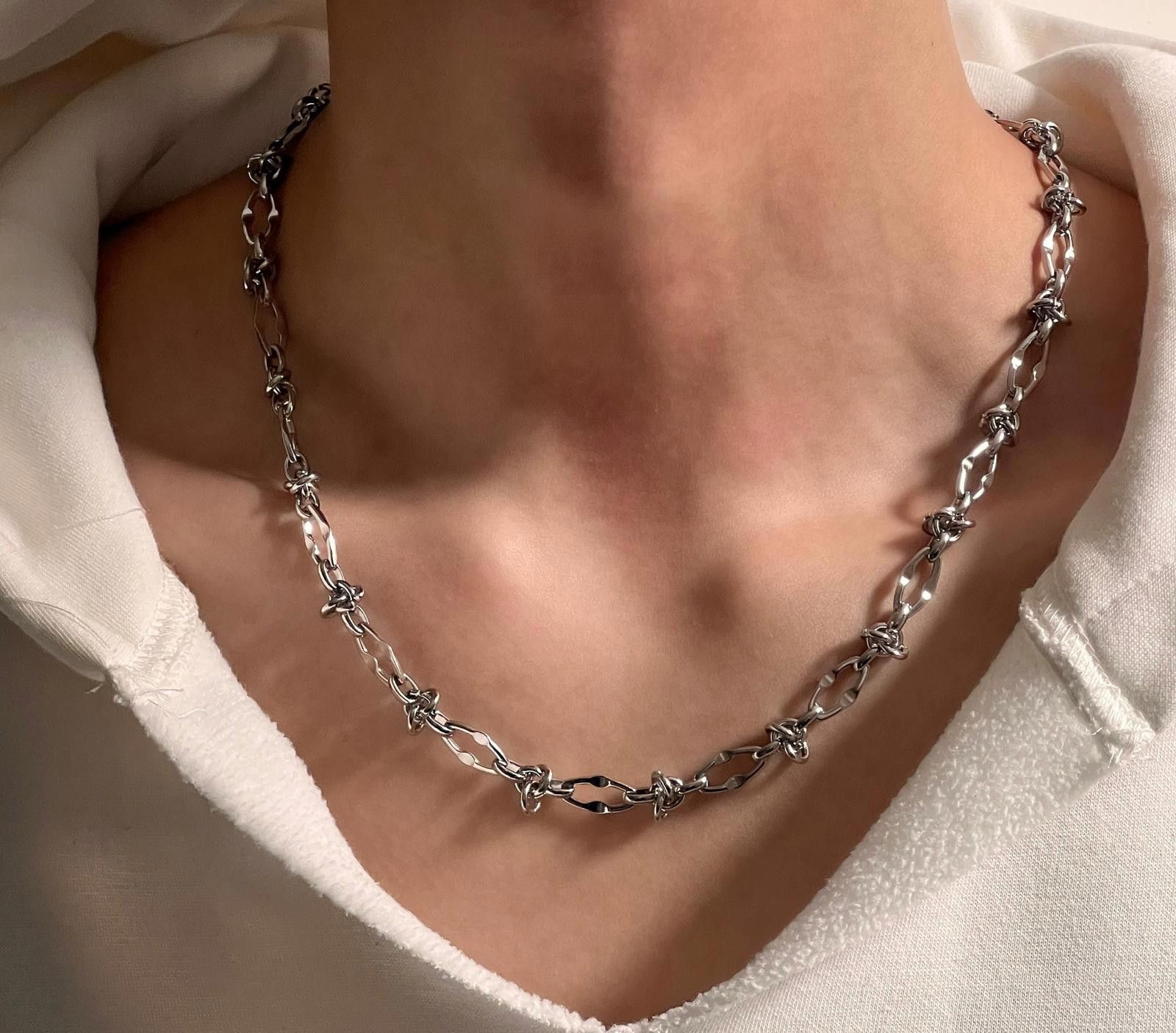 Jewelry Silver Chain Link Men's Necklace, Modern Men's Jewelry Size ONE SIZE - 3 Thumbnail