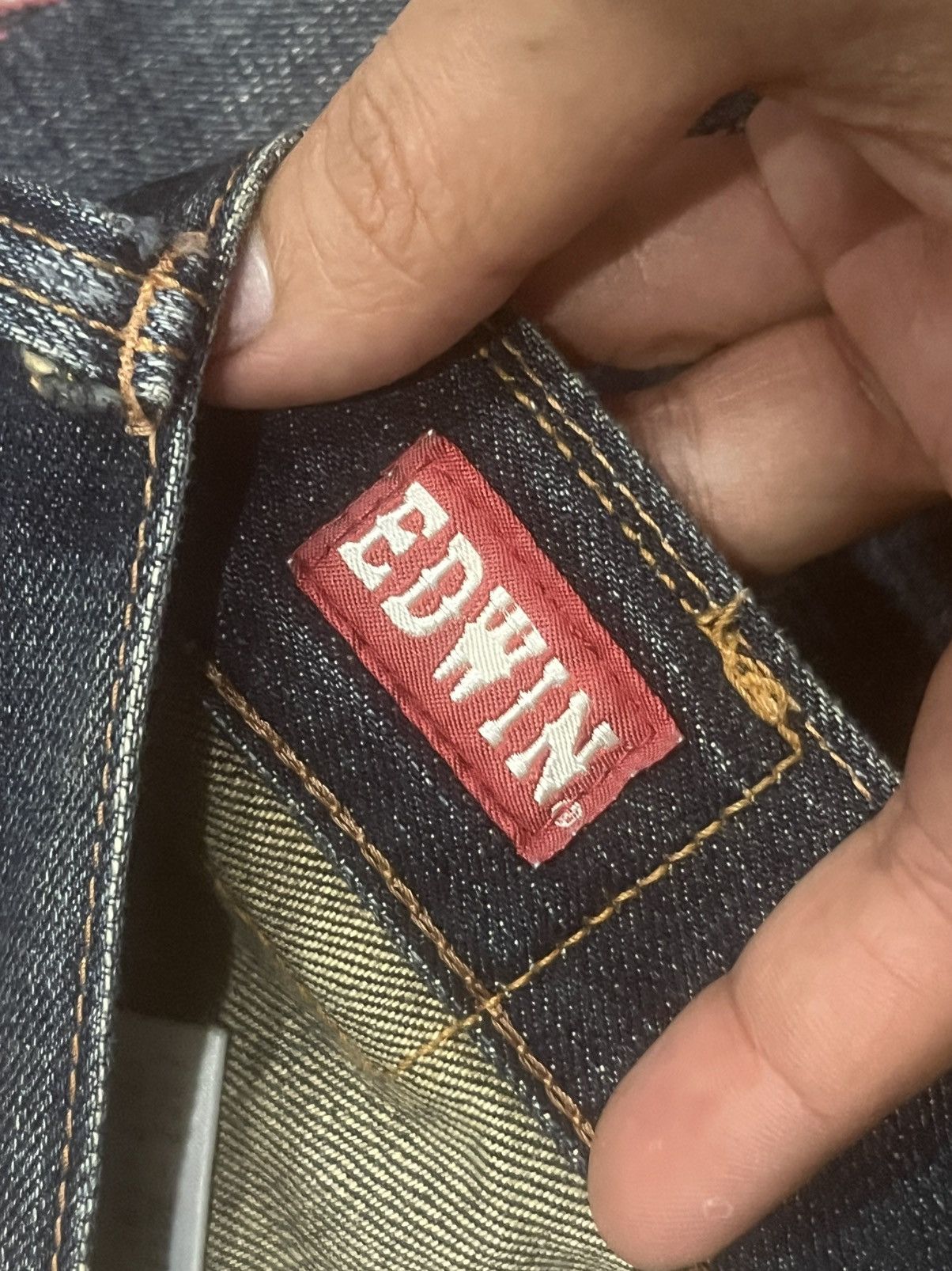 Edwin Edwin 505XX Dark Blue Whisker Buckle Back Selvedge Jeans Size US 33 - 18 Thumbnail