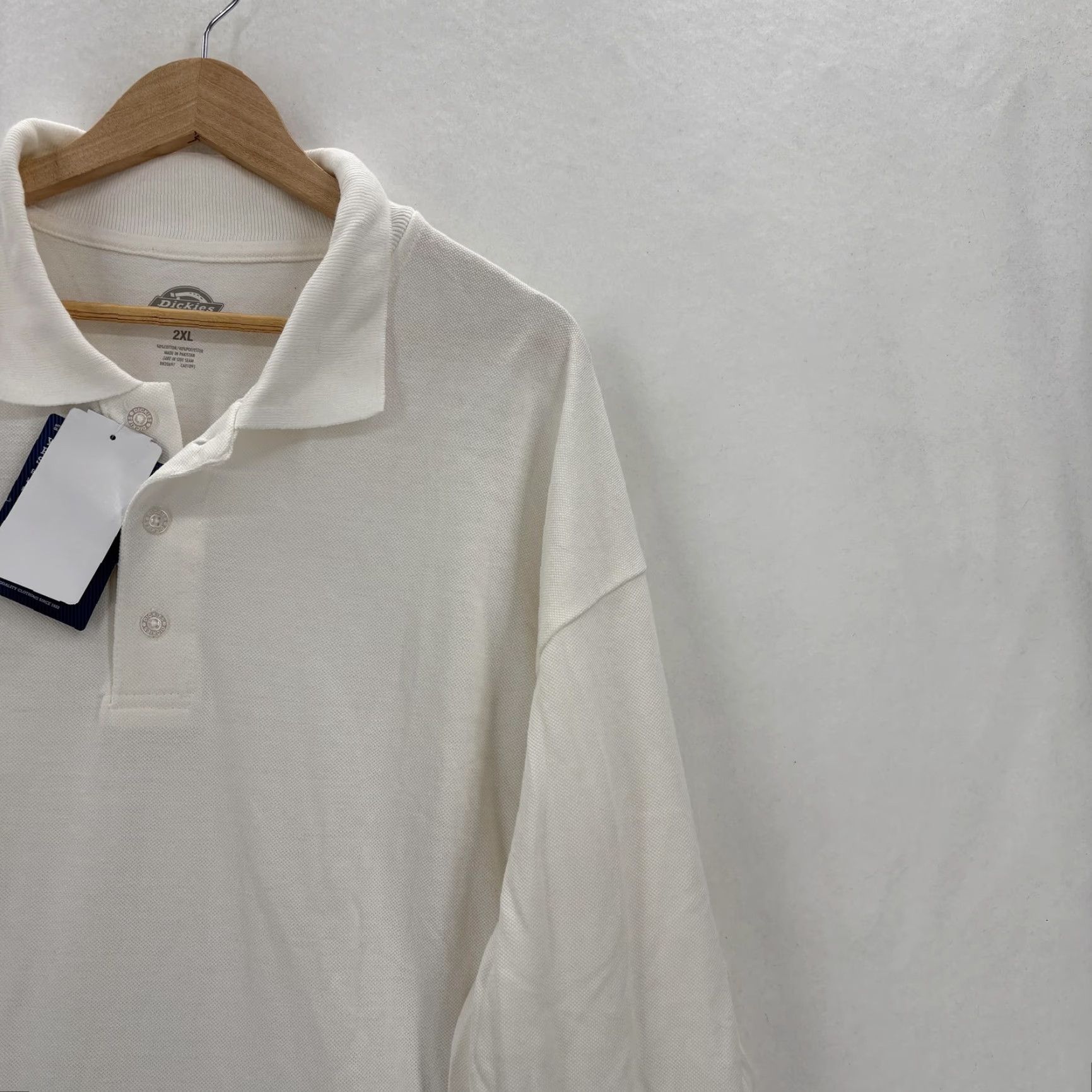 Dickies Dickies Polo Shirt Mens 2XL White Long Sleeve Pique Easy Care Work Uniform NWT Size US XXL / EU 58 / 5 - 2 Thumbnail