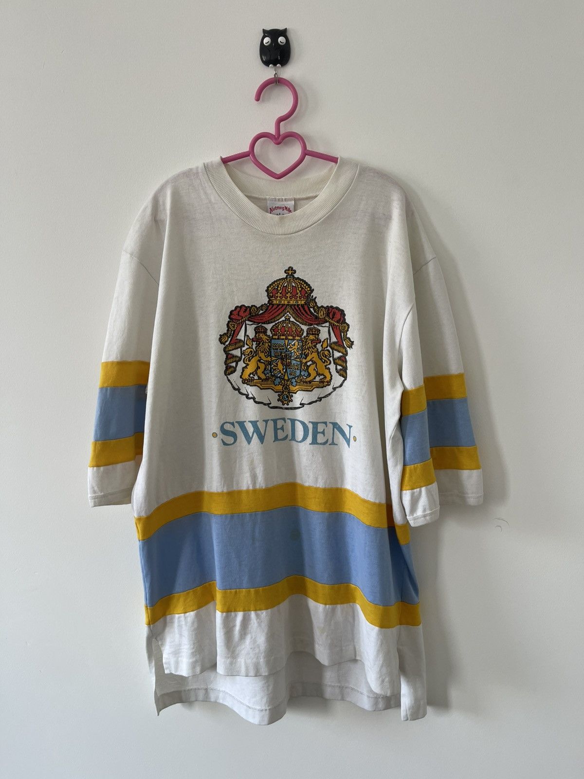 Vintage Rare Vintage SWEDEN Spell Out Big Logo Nutmeg Mills USA Made Size US L / EU 52-54 / 3 - 1 Thumbnail