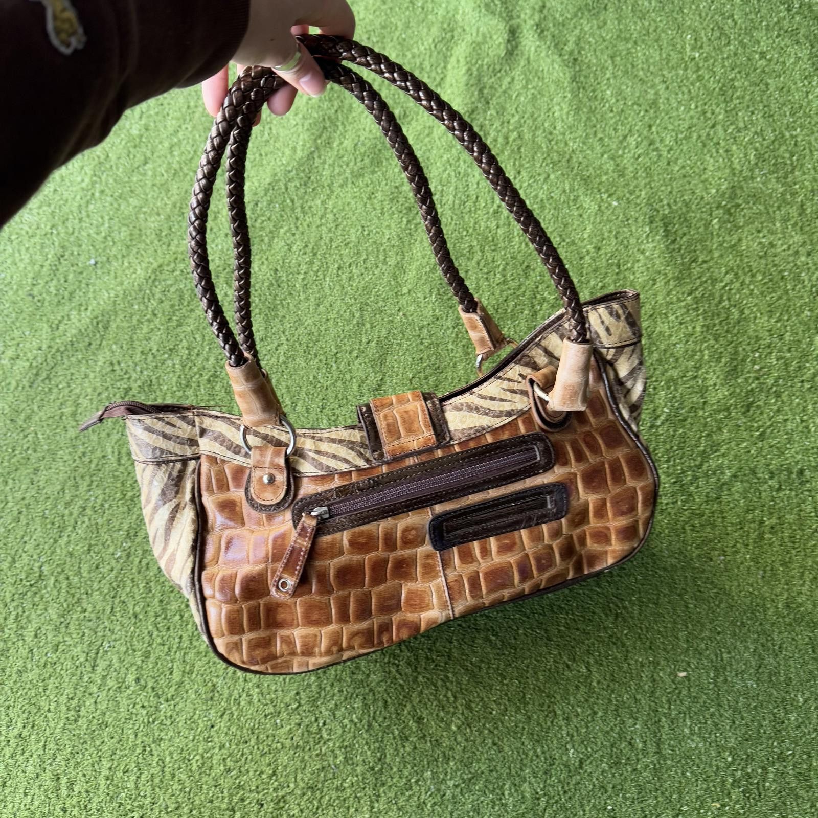 Designer Vintage Boho Leather Animal Print Shoulder Bag Size ONE SIZE - 3 Thumbnail
