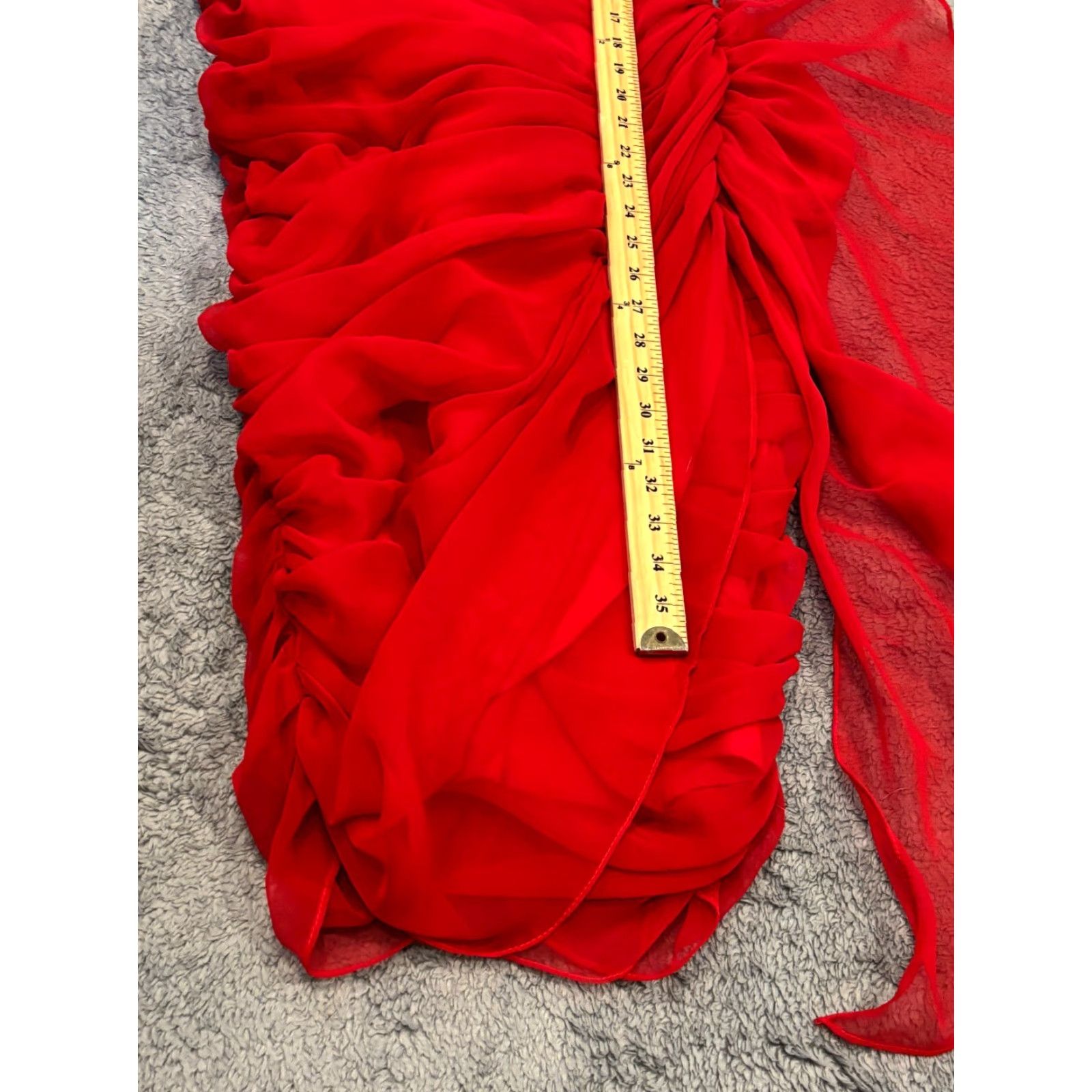 Vintage VINTAGE Lillie Rubin Dress Size 14 Red Lace Accent Wrap Bust Support Midi Formal Dress Prom Womens Size XL / US 12-14 / IT 48-50 - 6 Thumbnail