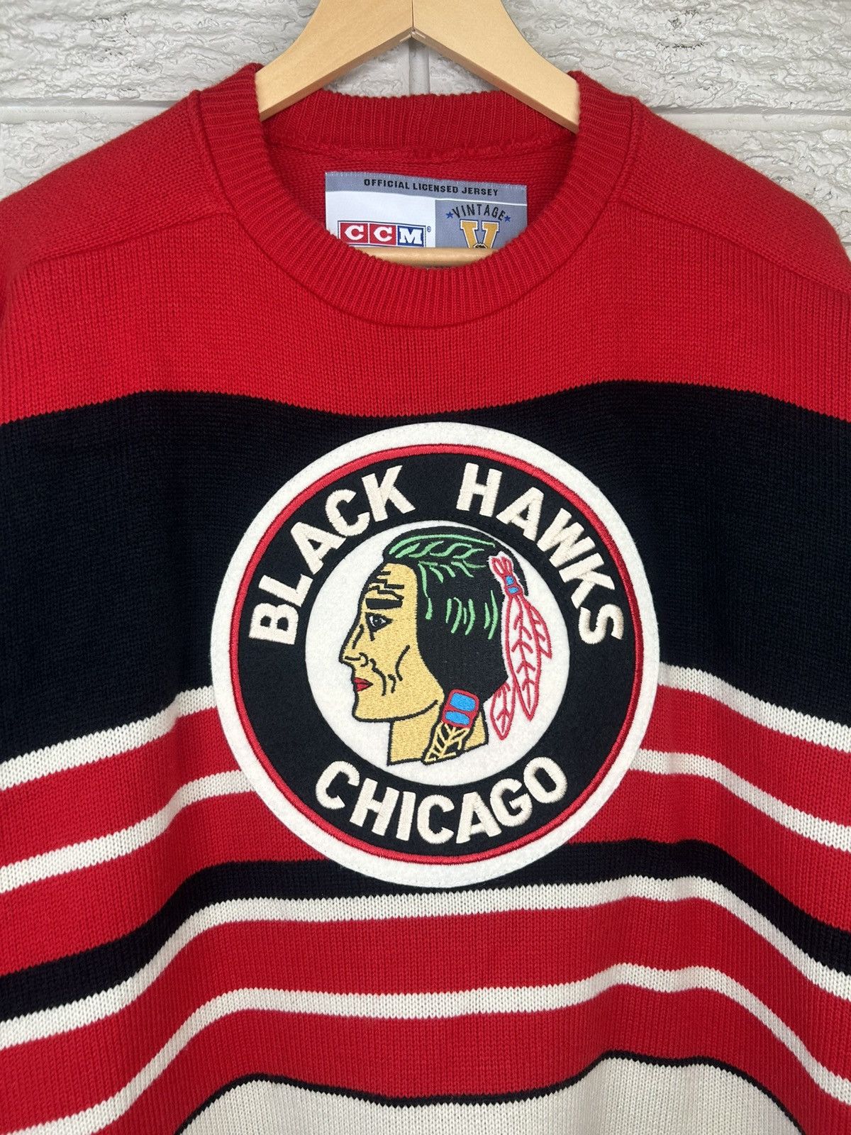 Ccm Vintage CCM Chicago Blackhawks Heritage Knit Jersey Size US L / EU 52-54 / 3 - 3 Thumbnail