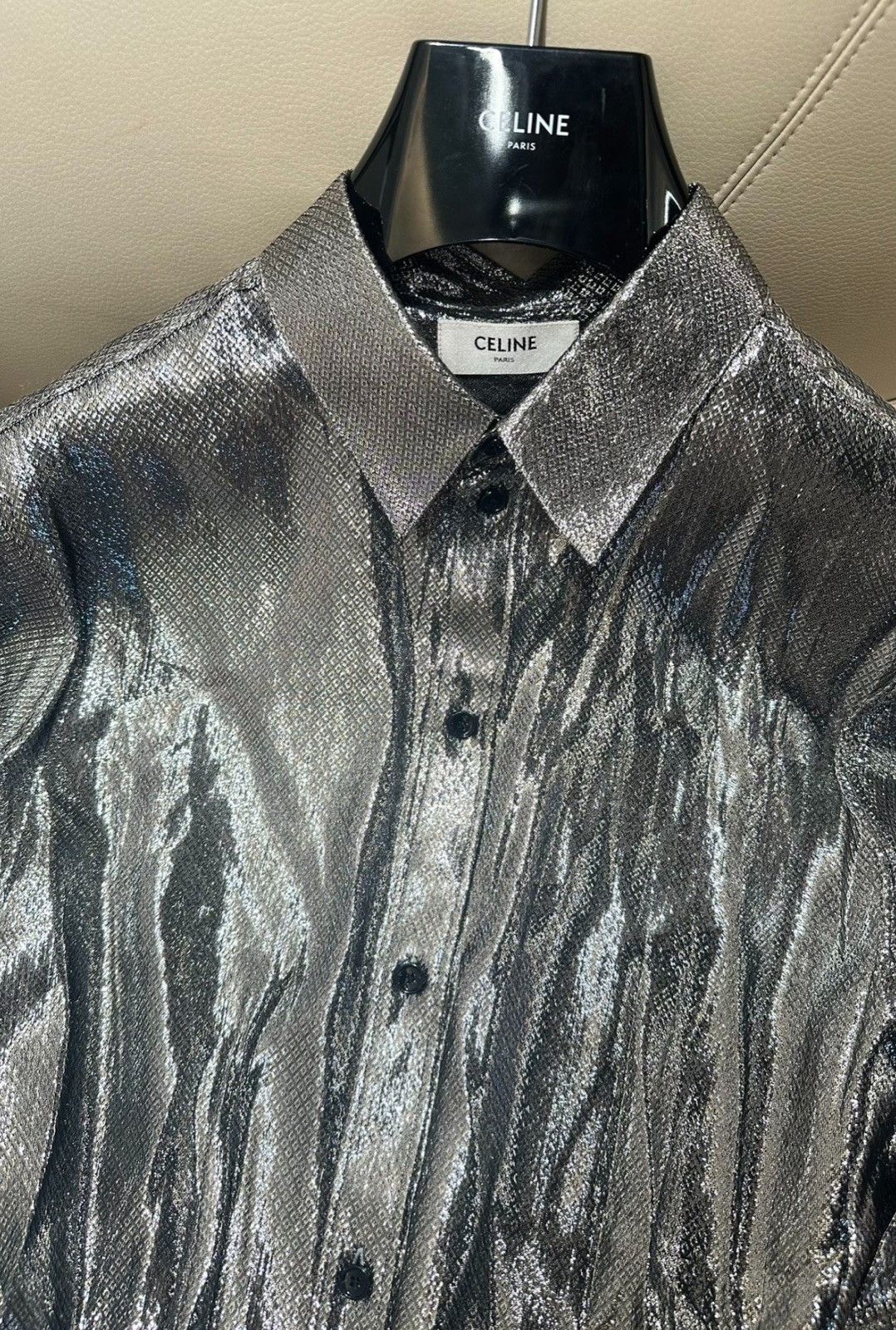 Celine Celine Mulberry Silk Snake Pattern Silver Thread Shirt Size US L / EU 52-54 / 3 - 2 Thumbnail