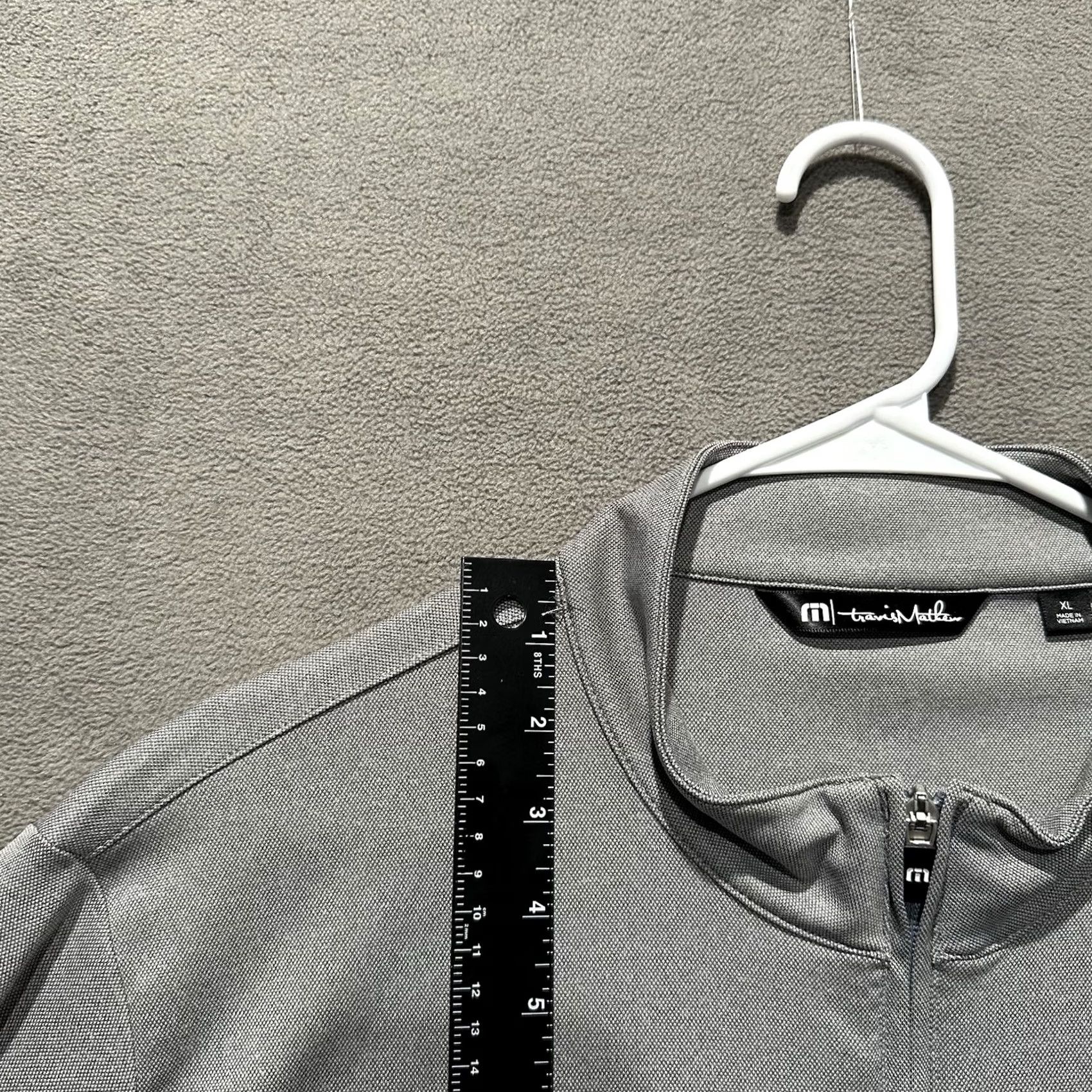 TravisMathew Travis Mathew Pullover Mens XL Gray Coto Perf 1/4 Zip Golf Stretch Blue Cross Size US XL / EU 56 / 4 - 7 Thumbnail