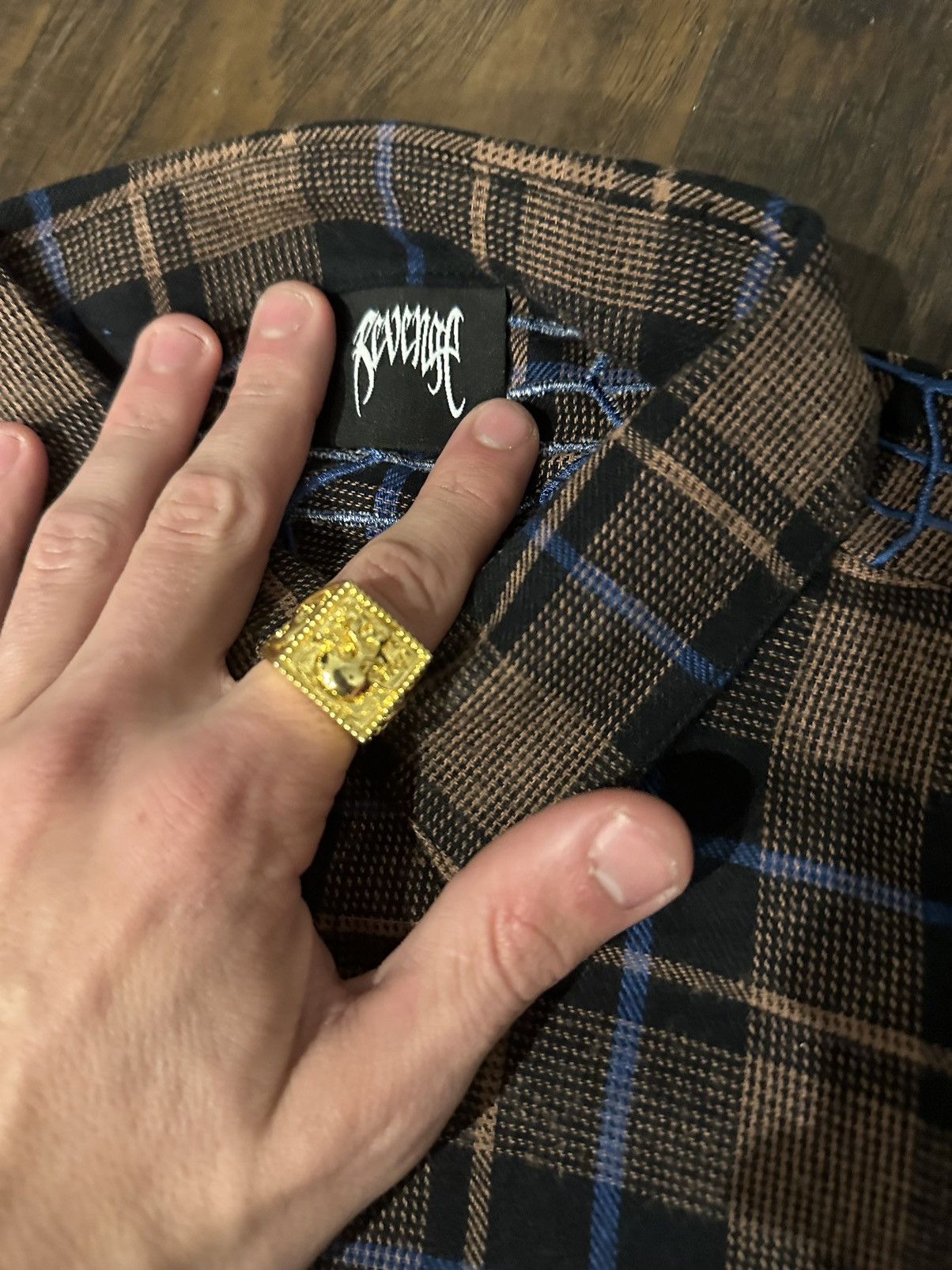 Revenge Brown and Blue Spider Flannel Size US M / EU 48-50 / 2 - 5 Thumbnail