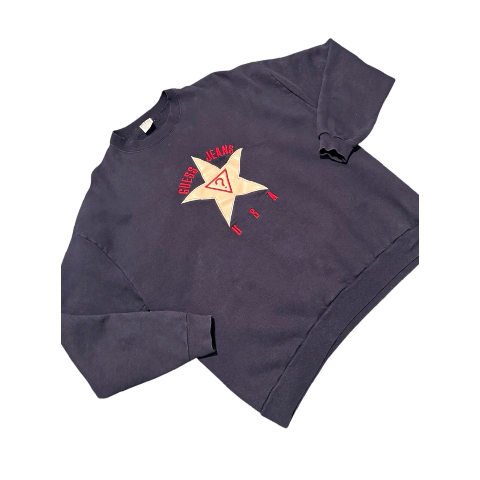 Guess VINTAGE GUESS Sweatshirt Men XL Blue Embroidered Star Spell-Out 90s 100% Cotton Knit Crew Neck Long Sleeve USA Size US XL / EU 56 / 4 - 3 Thumbnail