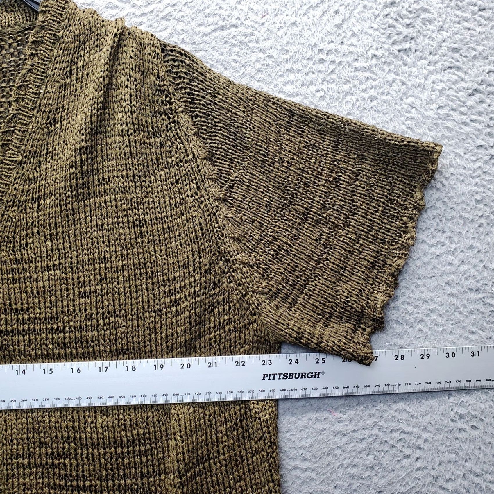 Lee Kathie Lee Cardigan Sweater Women 26W Green Casual Open Knit Short Sleeve V-Neck Shirt Ladies 26W Green Casual Knit Cardigan Size 4XL / US 24-26 - 4 Thumbnail