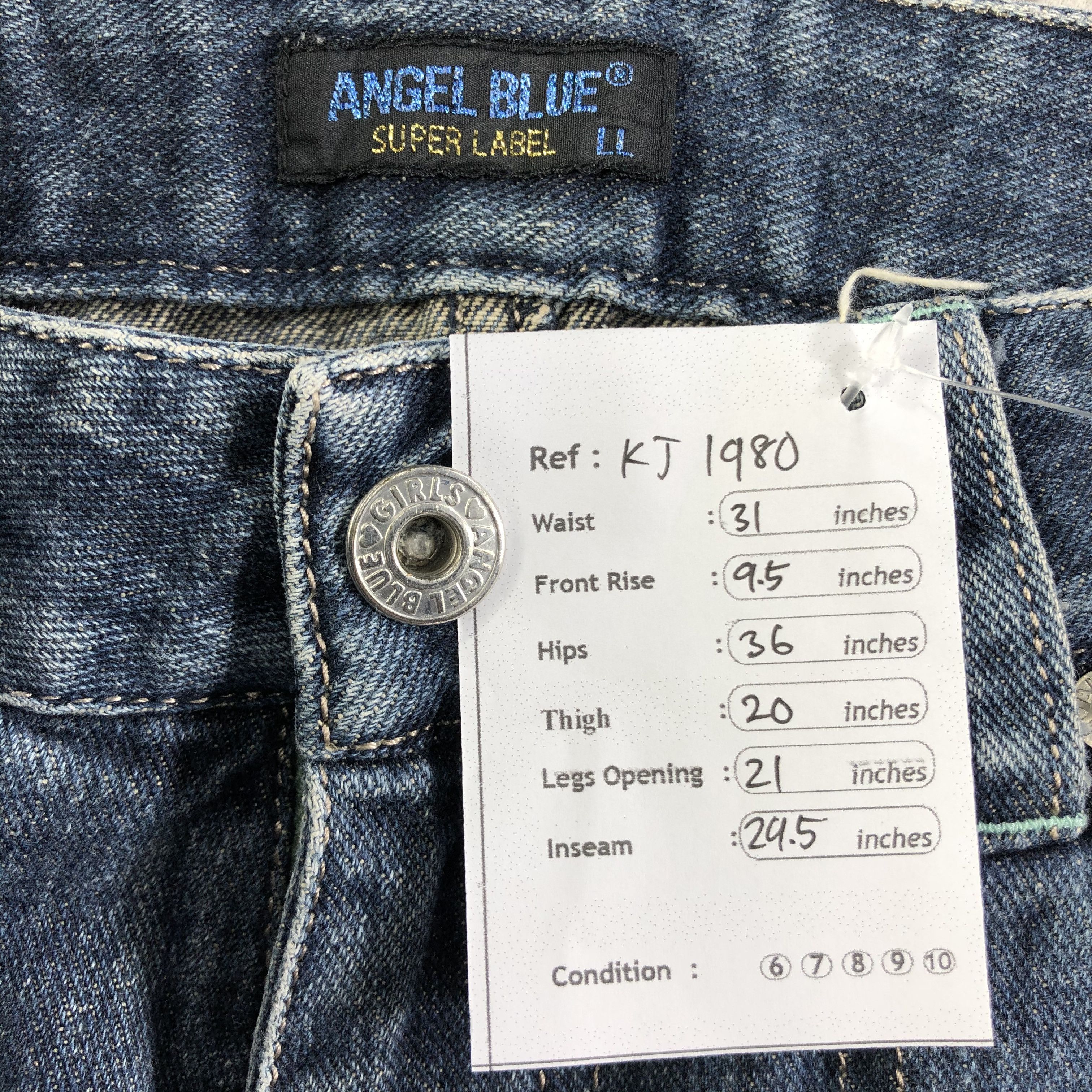 Japanese Brand Angel Blue Patchwork Flared Jeans KJ1980 Size 30" / US 8 / IT 44 - 14 Thumbnail