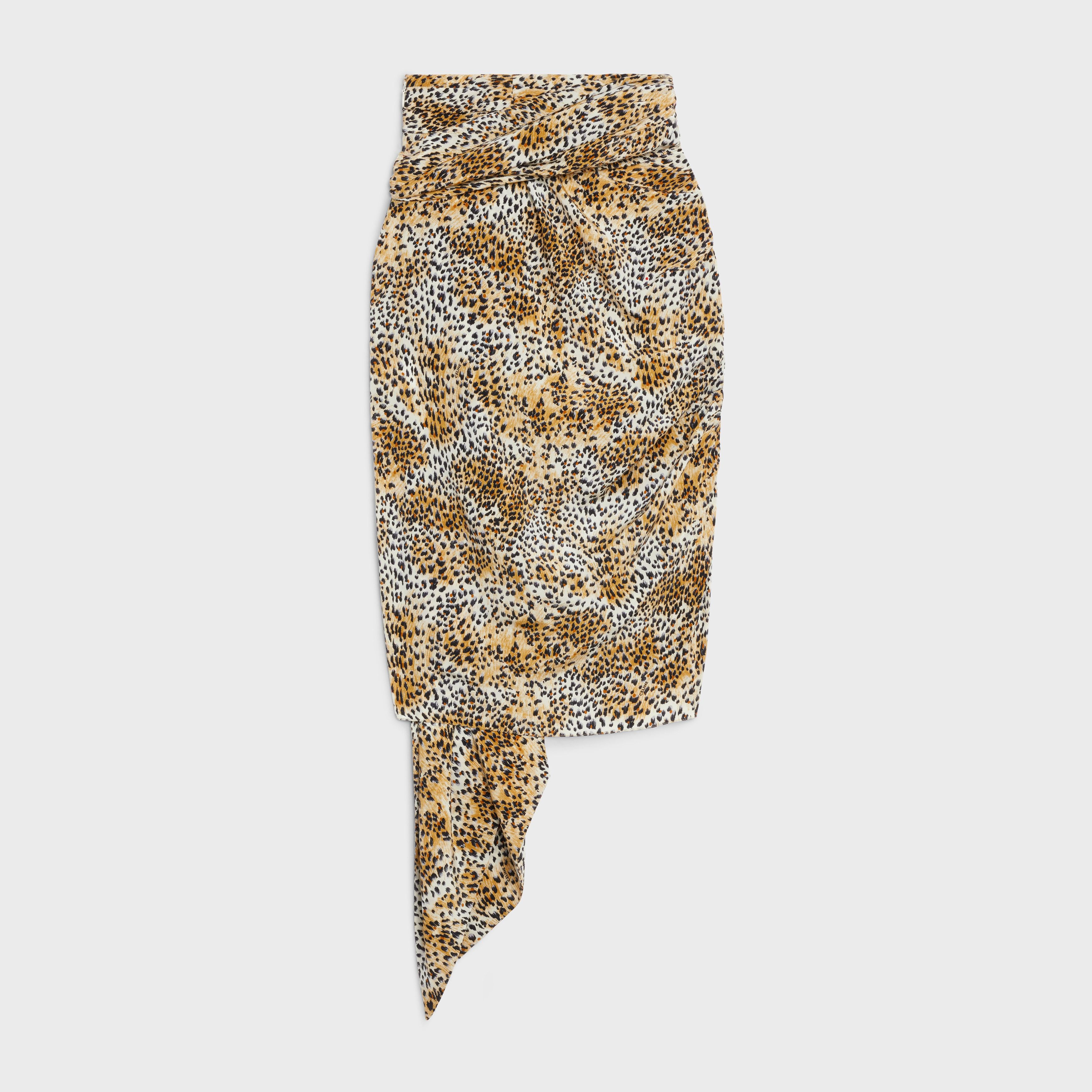 Celine o1w1db10824 Draped Skirt in Crepe De Chine in Leopard Size 28" / US 6 / IT 42 - 1 Thumbnail