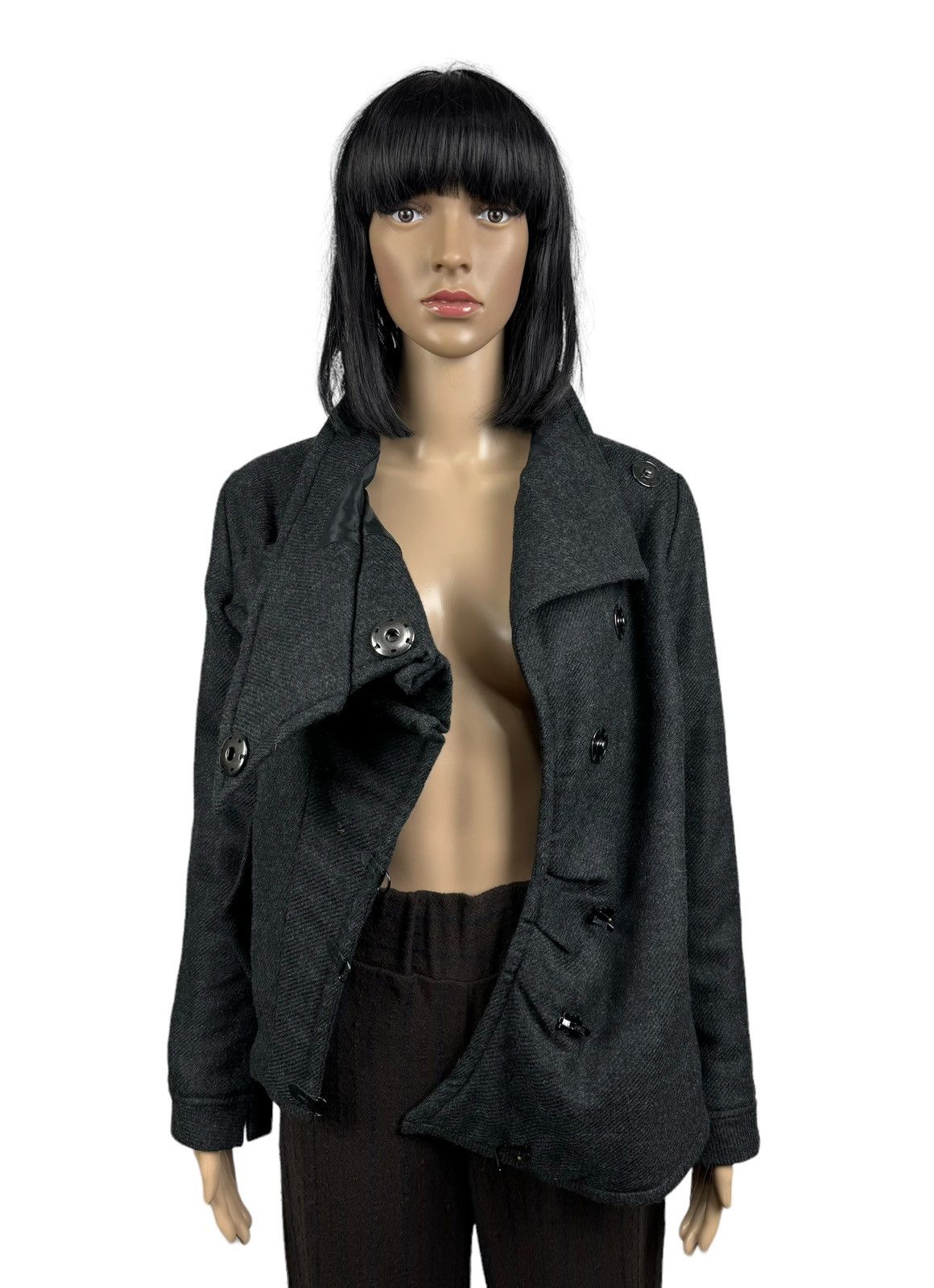 Designer Drina Marya Wool Jacket Avant Garde Asymmetrical Coat size S Size S / US 4 / IT 40 - 15 Thumbnail